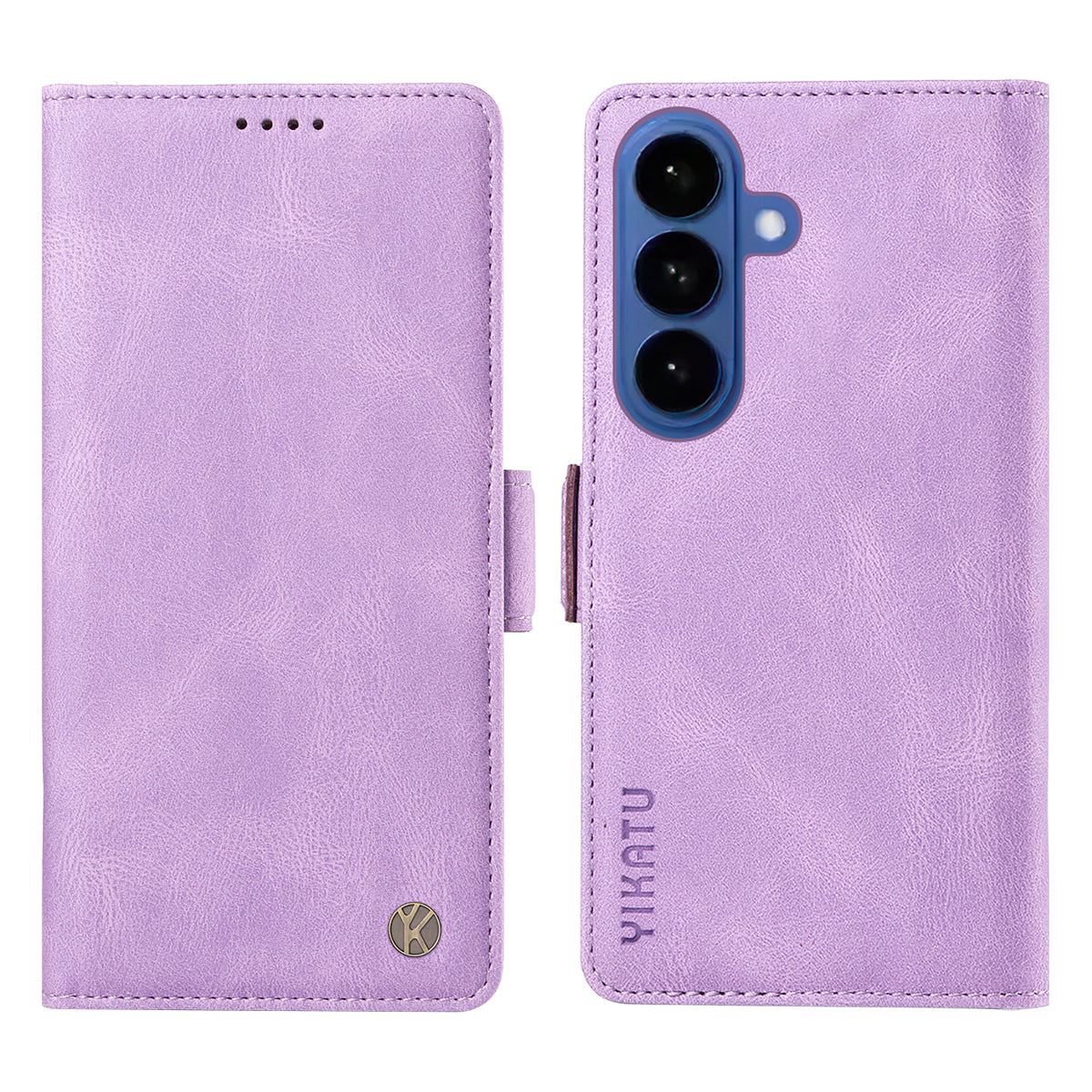 For-Samsung-Galaxy-S26-/-S26-Pro-Leather-Case-YIKATU-YK-005-Skin-touch-Feeling-Wallet-Phone-Cover-Purple