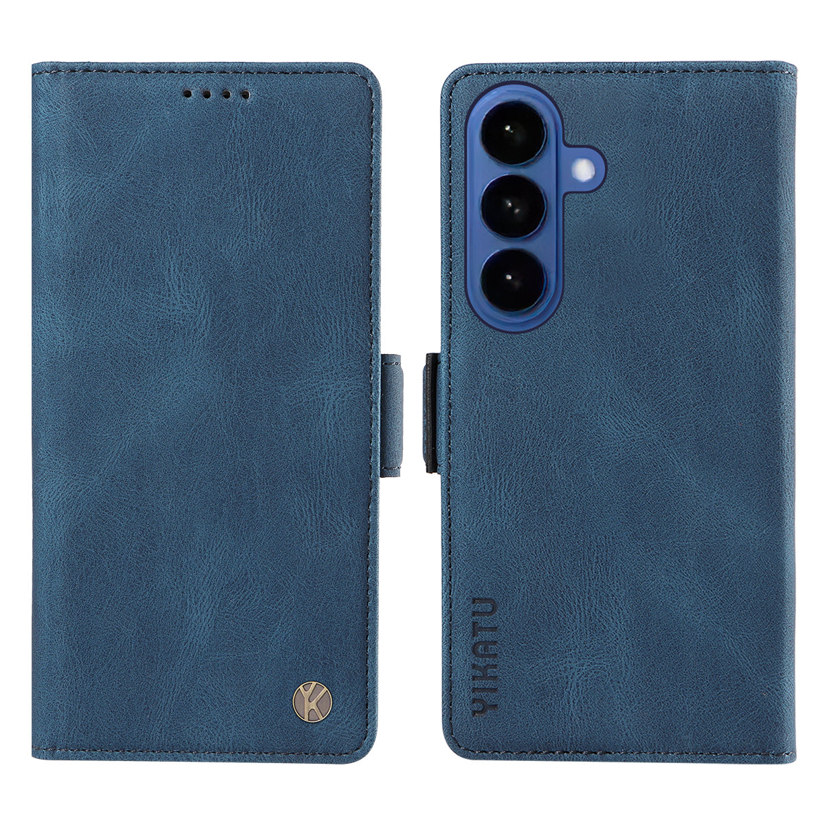 For-Samsung-Galaxy-S26-/-S26-Pro-Leather-Case-YIKATU-YK-005-Skin-touch-Feeling-Wallet-Phone-Cover-Blue