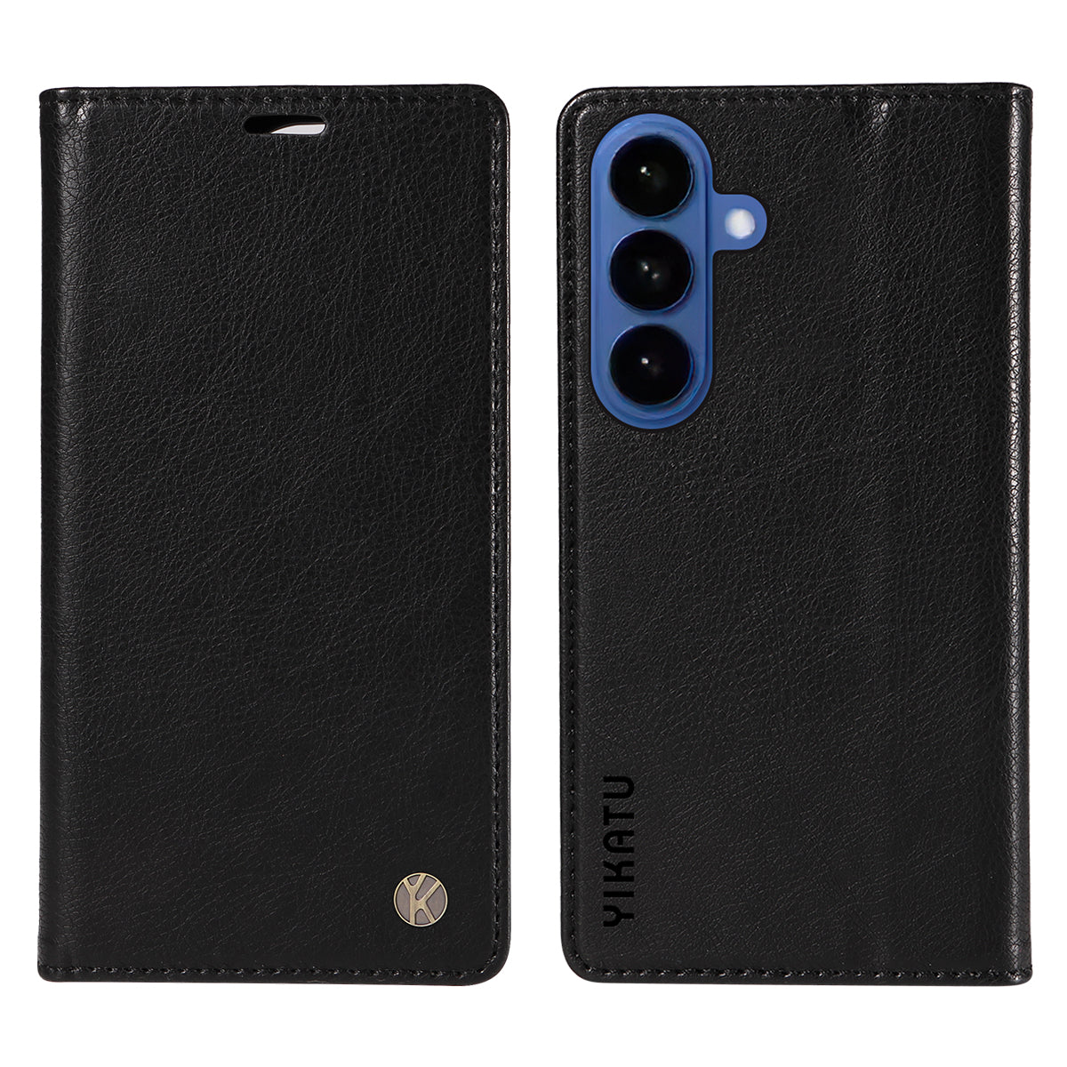 For-Samsung-Galaxy-S26-/-S26-Pro-Wallet-Case-YIKATU-YK-006-Magnetic-Closure-Leather-Phone-Cover-Litchi-Texture-Black
