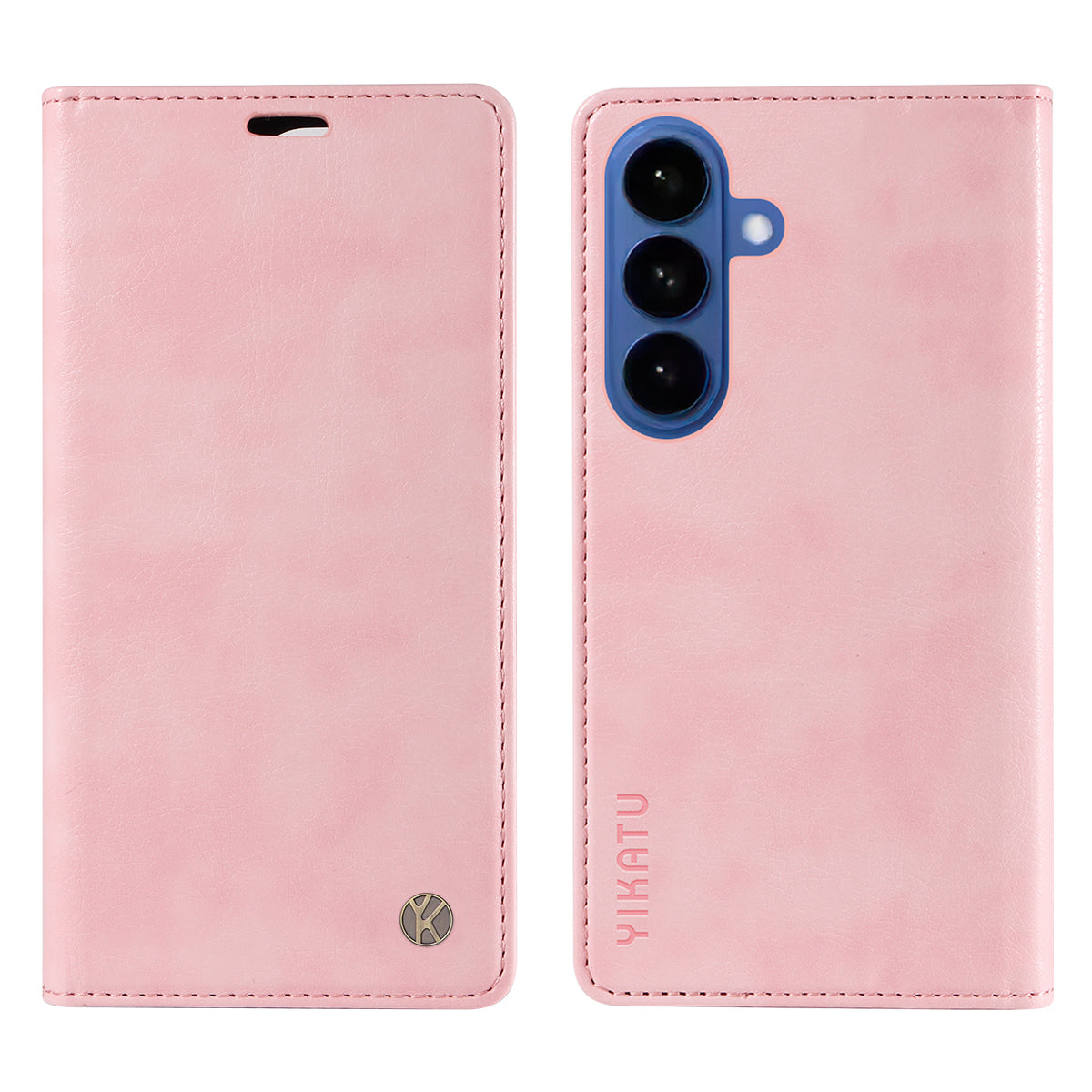 For-Samsung-Galaxy-S26-/-S26-Pro-Wallet-Case-YIKATU-YK-006-Magnetic-Closure-Leather-Phone-Cover-Litchi-Texture-Pink