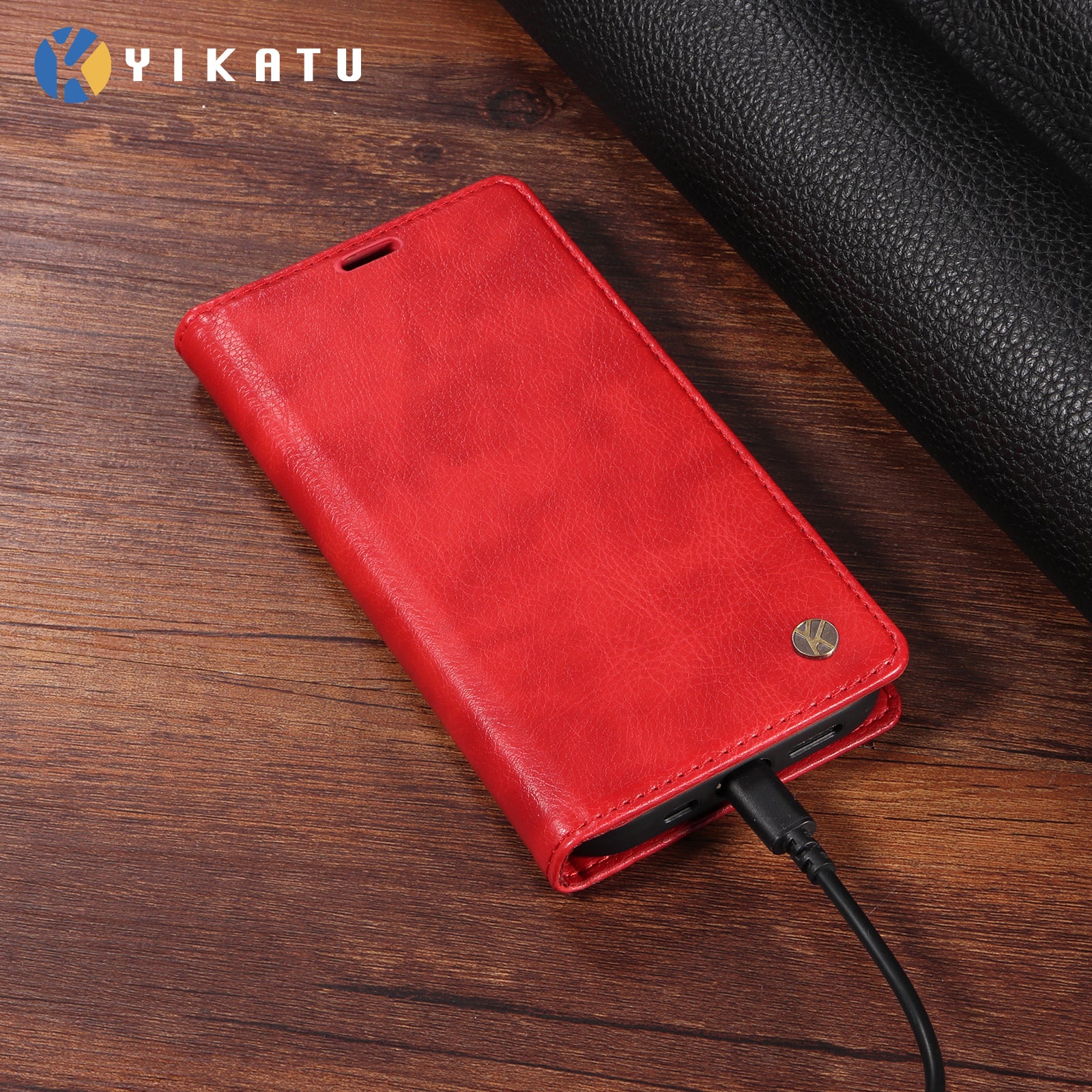 For-Samsung-Galaxy-S26-/-S26-Pro-Wallet-Case-YIKATU-YK-006-Magnetic-Closure-Leather-Phone-Cover-Litchi-Texture-Red