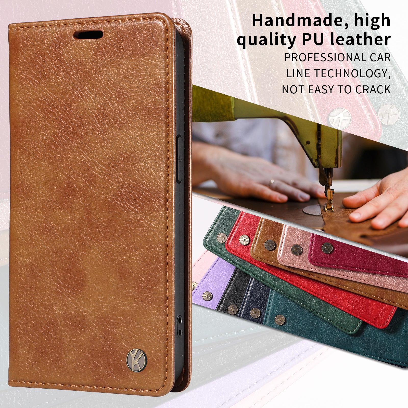 For-Samsung-Galaxy-S26-/-S26-Pro-Wallet-Case-YIKATU-YK-006-Magnetic-Closure-Leather-Phone-Cover-Litchi-Texture-Brown