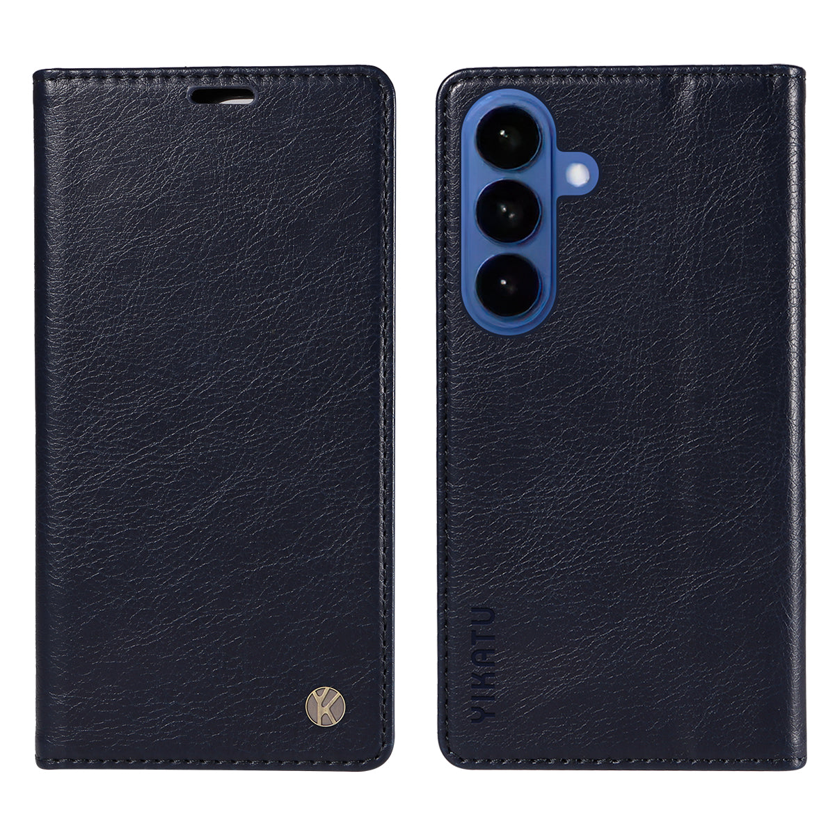 For-Samsung-Galaxy-S26-/-S26-Pro-Wallet-Case-YIKATU-YK-006-Magnetic-Closure-Leather-Phone-Cover-Litchi-Texture-Navy-Blue