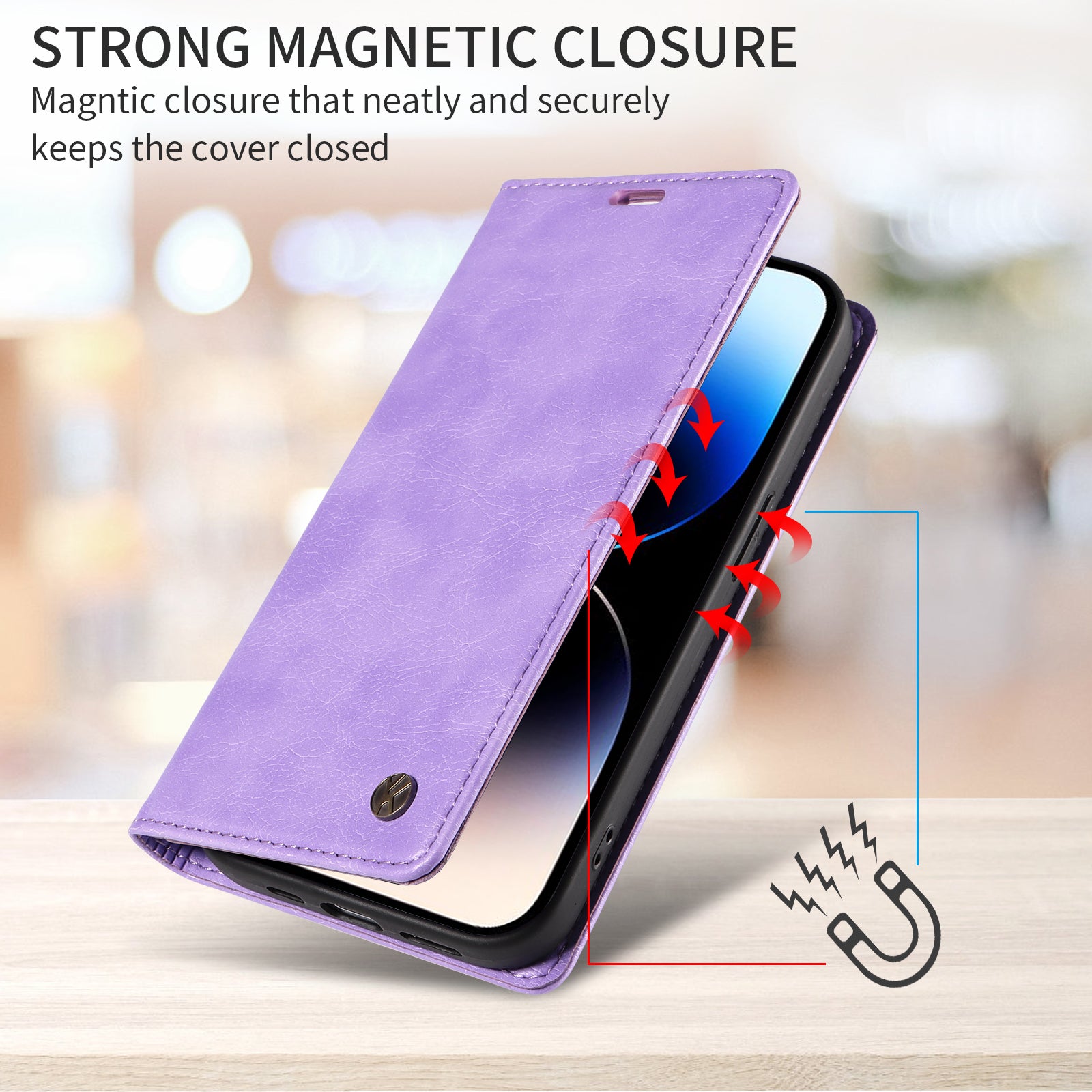 For-Samsung-Galaxy-S26-/-S26-Pro-Wallet-Case-YIKATU-YK-006-Magnetic-Closure-Leather-Phone-Cover-Litchi-Texture-Purple