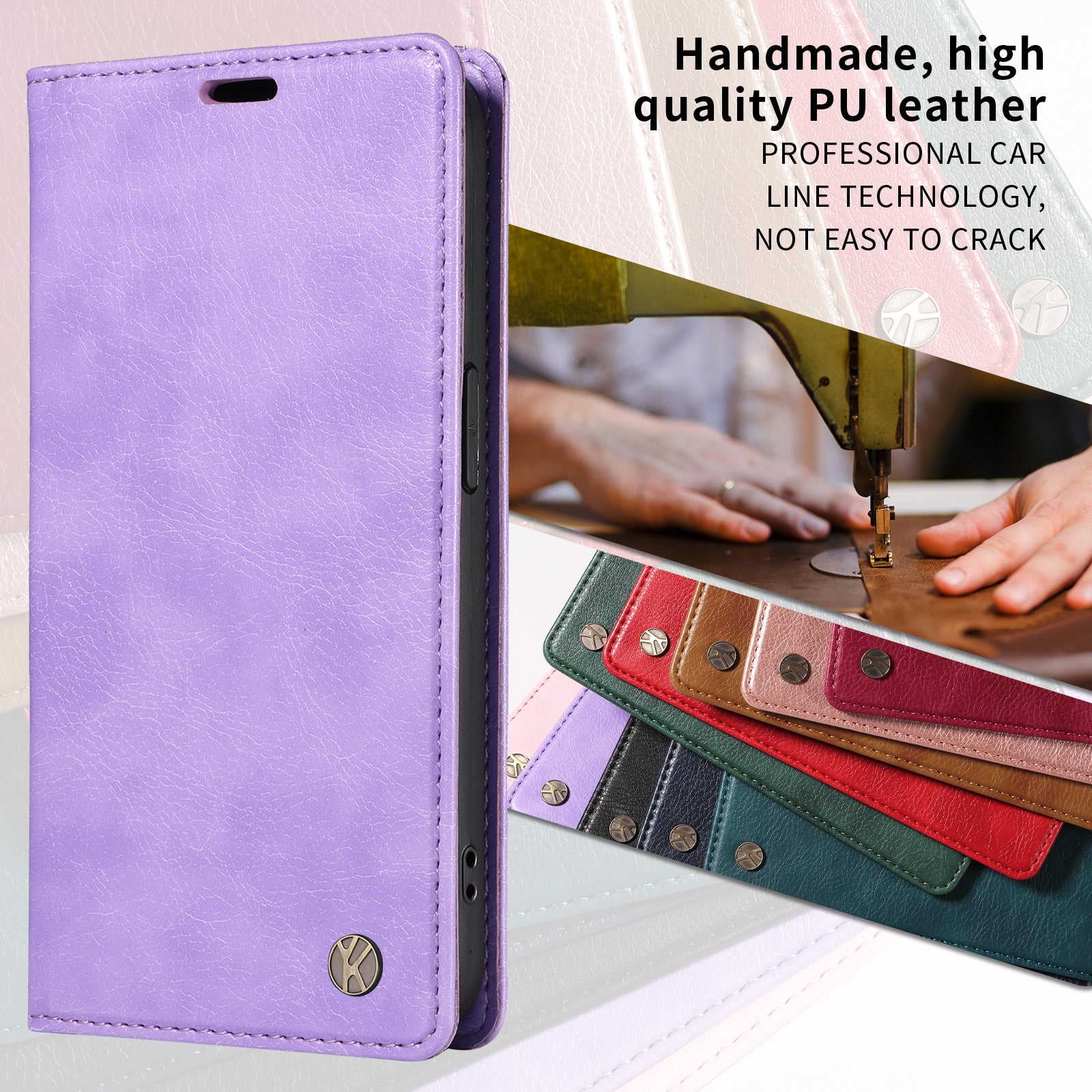 For-Samsung-Galaxy-S26-/-S26-Pro-Wallet-Case-YIKATU-YK-006-Magnetic-Closure-Leather-Phone-Cover-Litchi-Texture-Purple