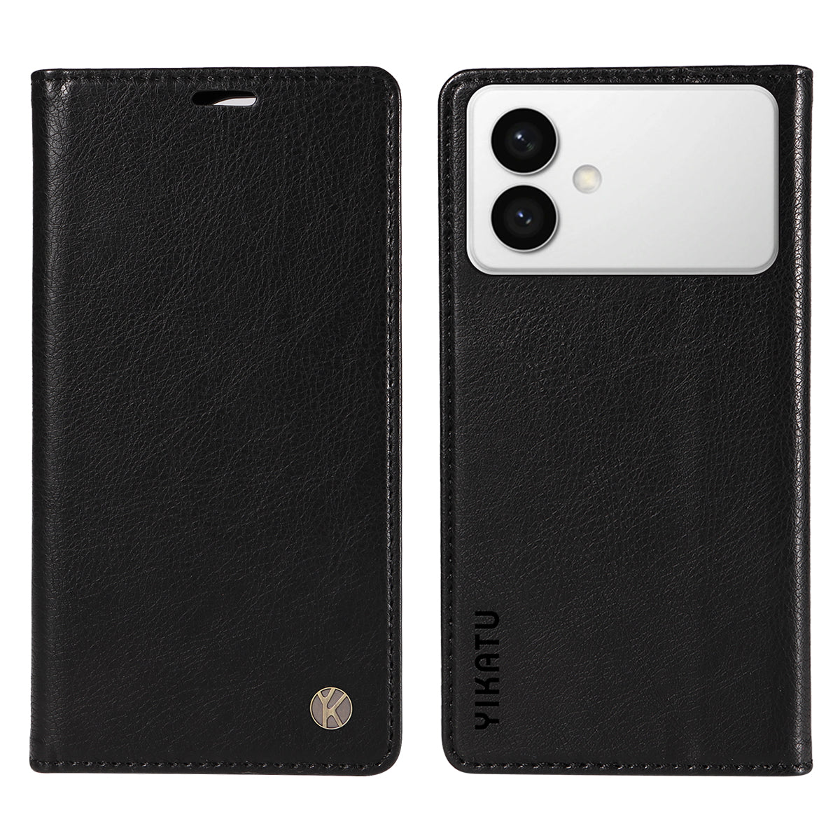 For-Samsung-Galaxy-S26-Edge-Wallet-Case-YIKATU-YK-006-Magnetic-Closure-Leather-Phone-Cover-Litchi-Texture-Black