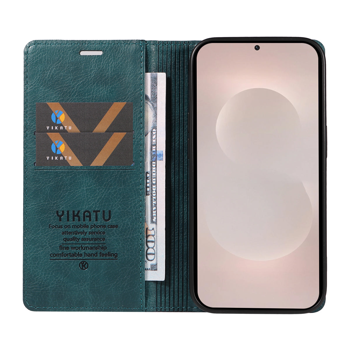 For-Samsung-Galaxy-S26-Edge-Wallet-Case-YIKATU-YK-006-Magnetic-Closure-Leather-Phone-Cover-Litchi-Texture-Blue