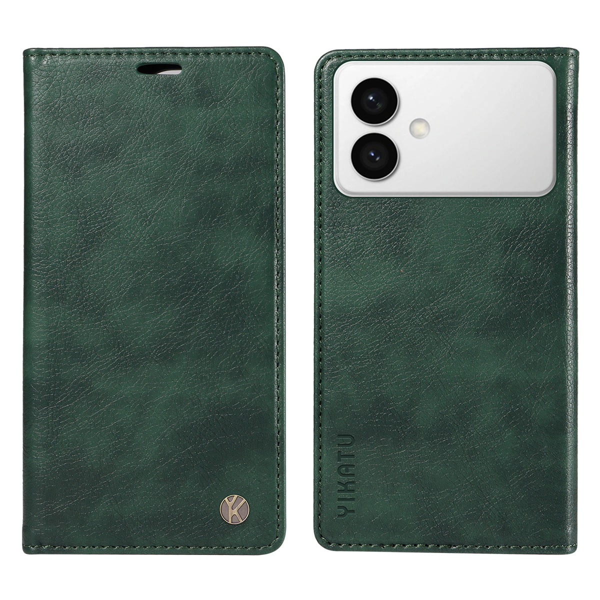 For-Samsung-Galaxy-S26-Edge-Wallet-Case-YIKATU-YK-006-Magnetic-Closure-Leather-Phone-Cover-Litchi-Texture-Green