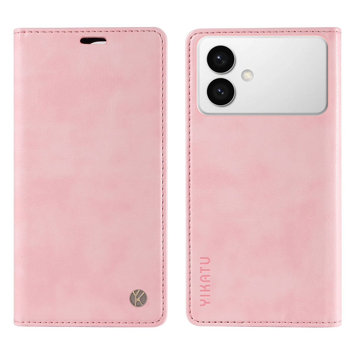 For-Samsung-Galaxy-S26-Edge-Wallet-Case-YIKATU-YK-006-Magnetic-Closure-Leather-Phone-Cover-Litchi-Texture-Pink