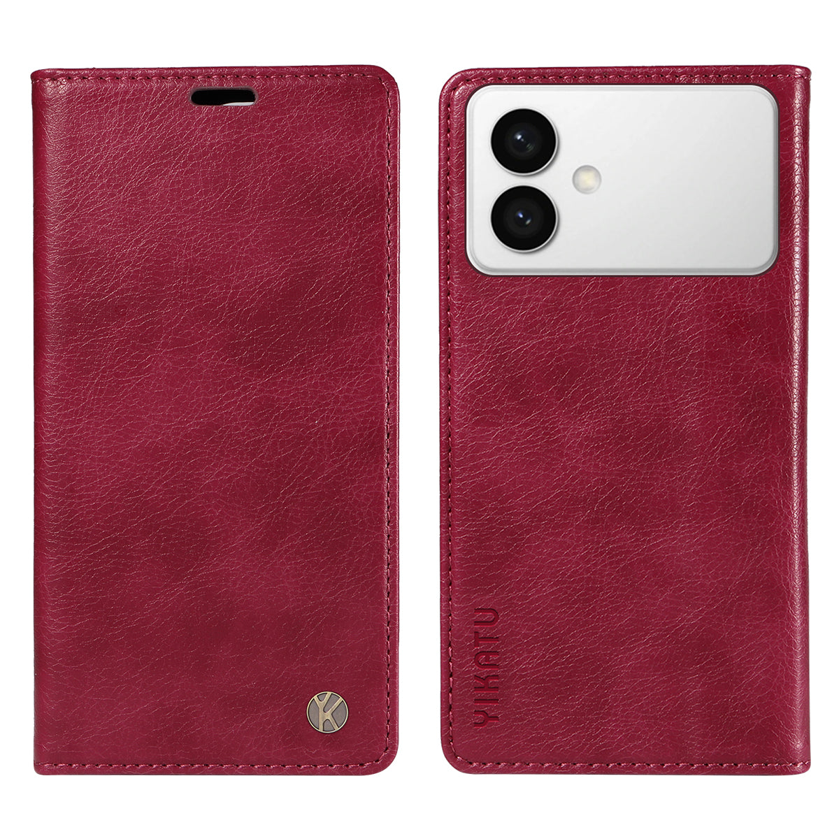 For-Samsung-Galaxy-S26-Edge-Wallet-Case-YIKATU-YK-006-Magnetic-Closure-Leather-Phone-Cover-Litchi-Texture-Wine-Red