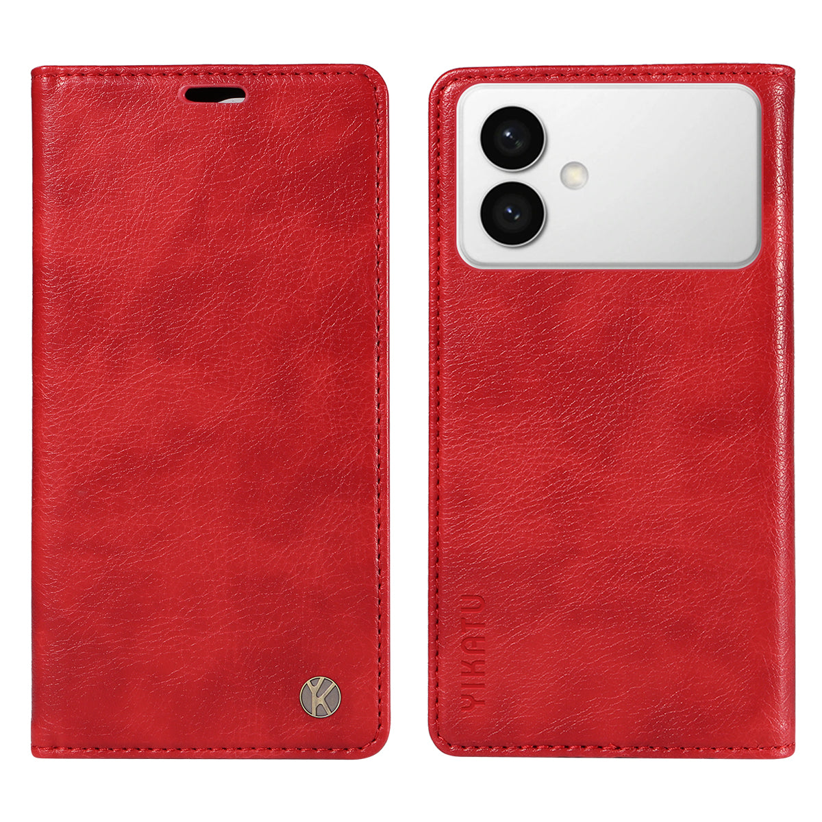 For-Samsung-Galaxy-S26-Edge-Wallet-Case-YIKATU-YK-006-Magnetic-Closure-Leather-Phone-Cover-Litchi-Texture-Red