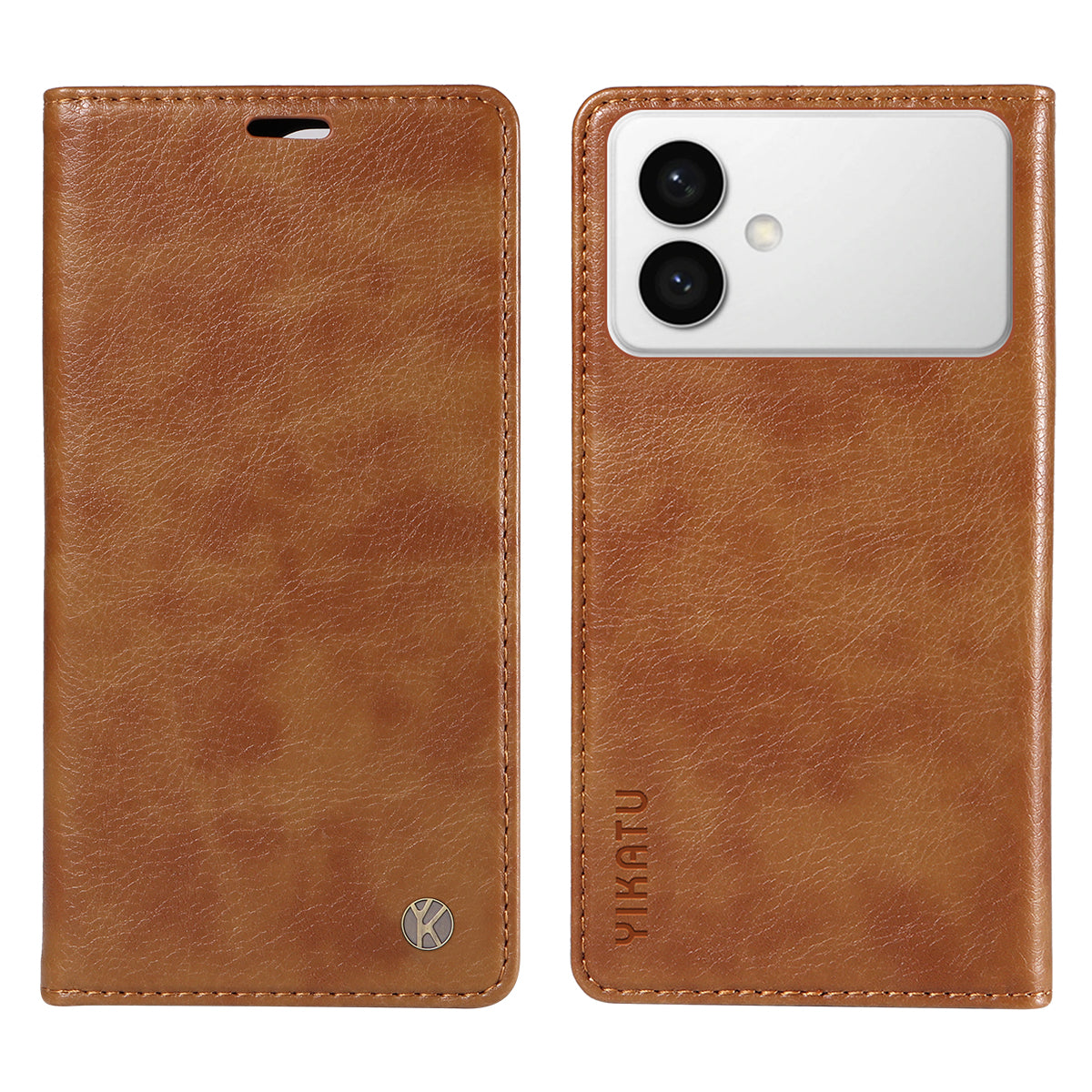 For-Samsung-Galaxy-S26-Edge-Wallet-Case-YIKATU-YK-006-Magnetic-Closure-Leather-Phone-Cover-Litchi-Texture-Brown