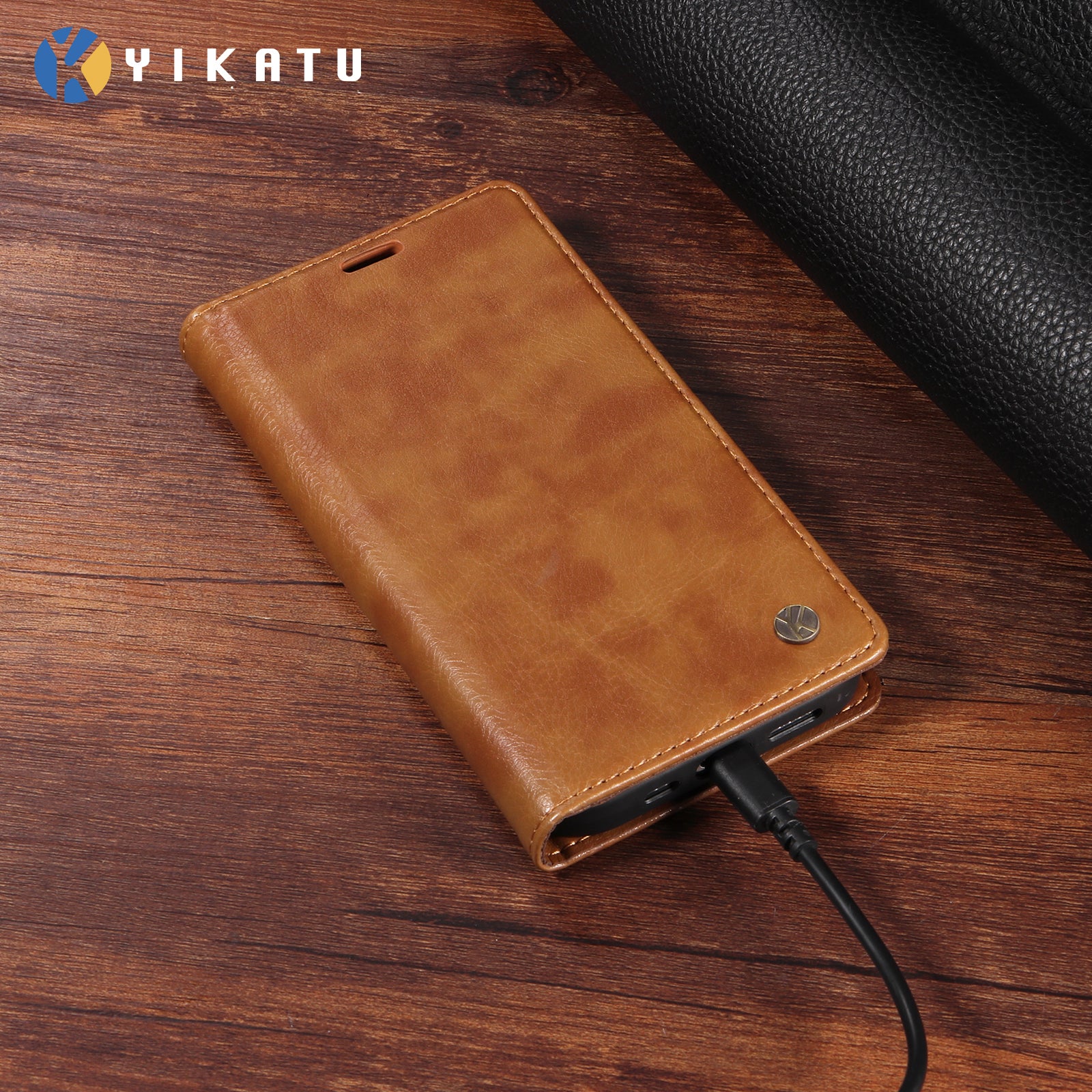 For-Samsung-Galaxy-S26-Edge-Wallet-Case-YIKATU-YK-006-Magnetic-Closure-Leather-Phone-Cover-Litchi-Texture-Brown
