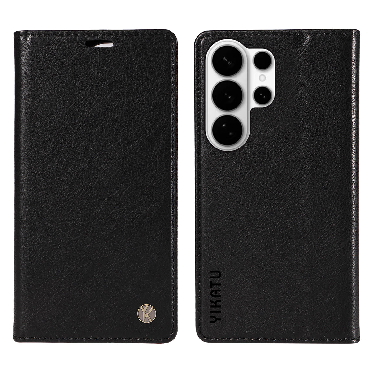 For-Samsung-Galaxy-S26-Ultra-Wallet-Case-YIKATU-YK-006-Magnetic-Closure-Leather-Phone-Cover-Litchi-Texture-Black