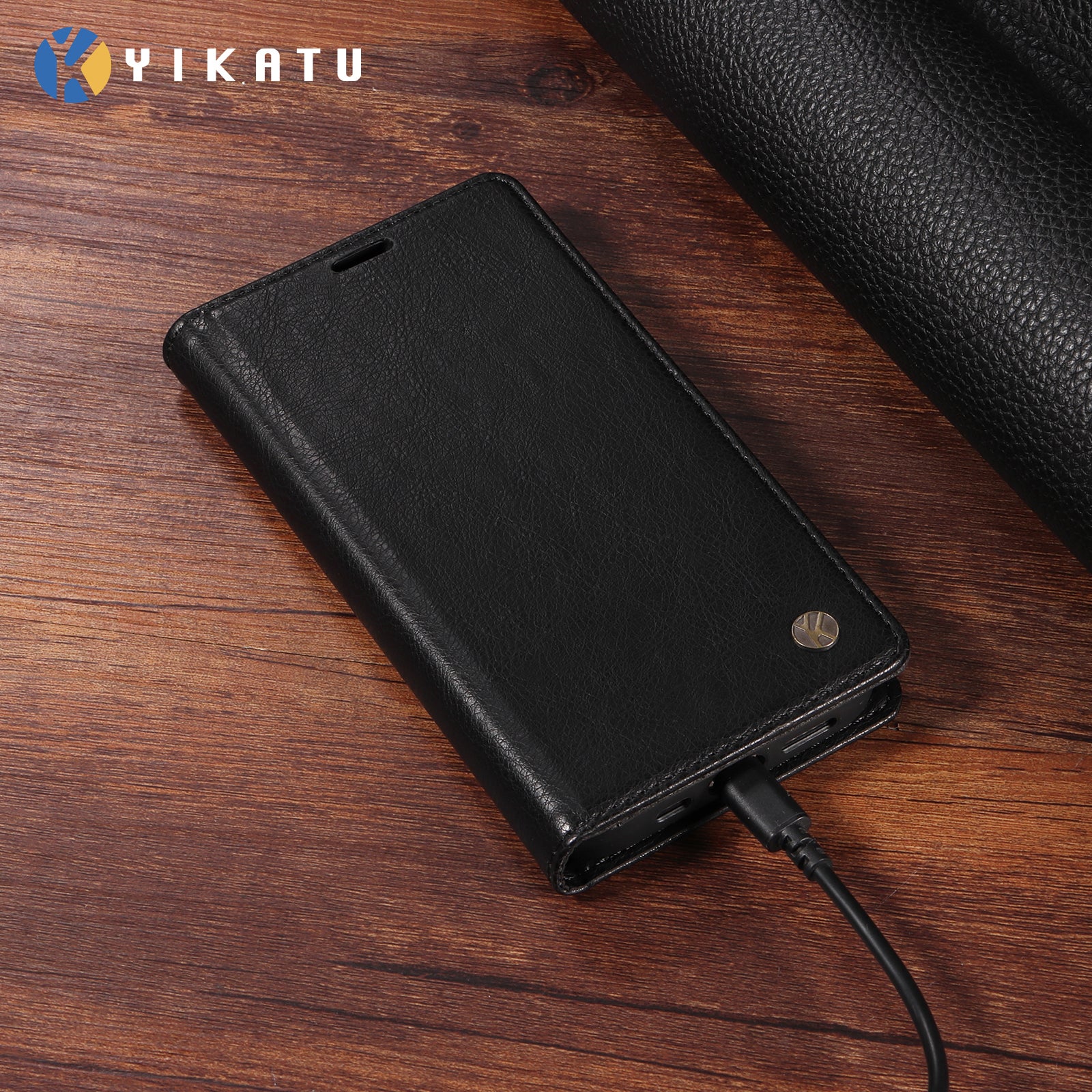 For-Samsung-Galaxy-S26-Ultra-Wallet-Case-YIKATU-YK-006-Magnetic-Closure-Leather-Phone-Cover-Litchi-Texture-Black