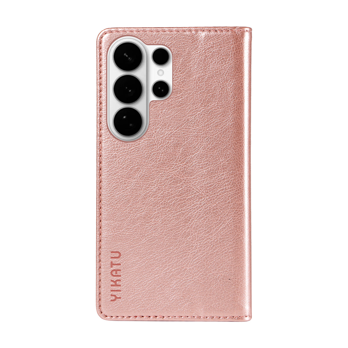 For-Samsung-Galaxy-S26-Ultra-Wallet-Case-YIKATU-YK-006-Magnetic-Closure-Leather-Phone-Cover-Litchi-Texture-Rose-Gold