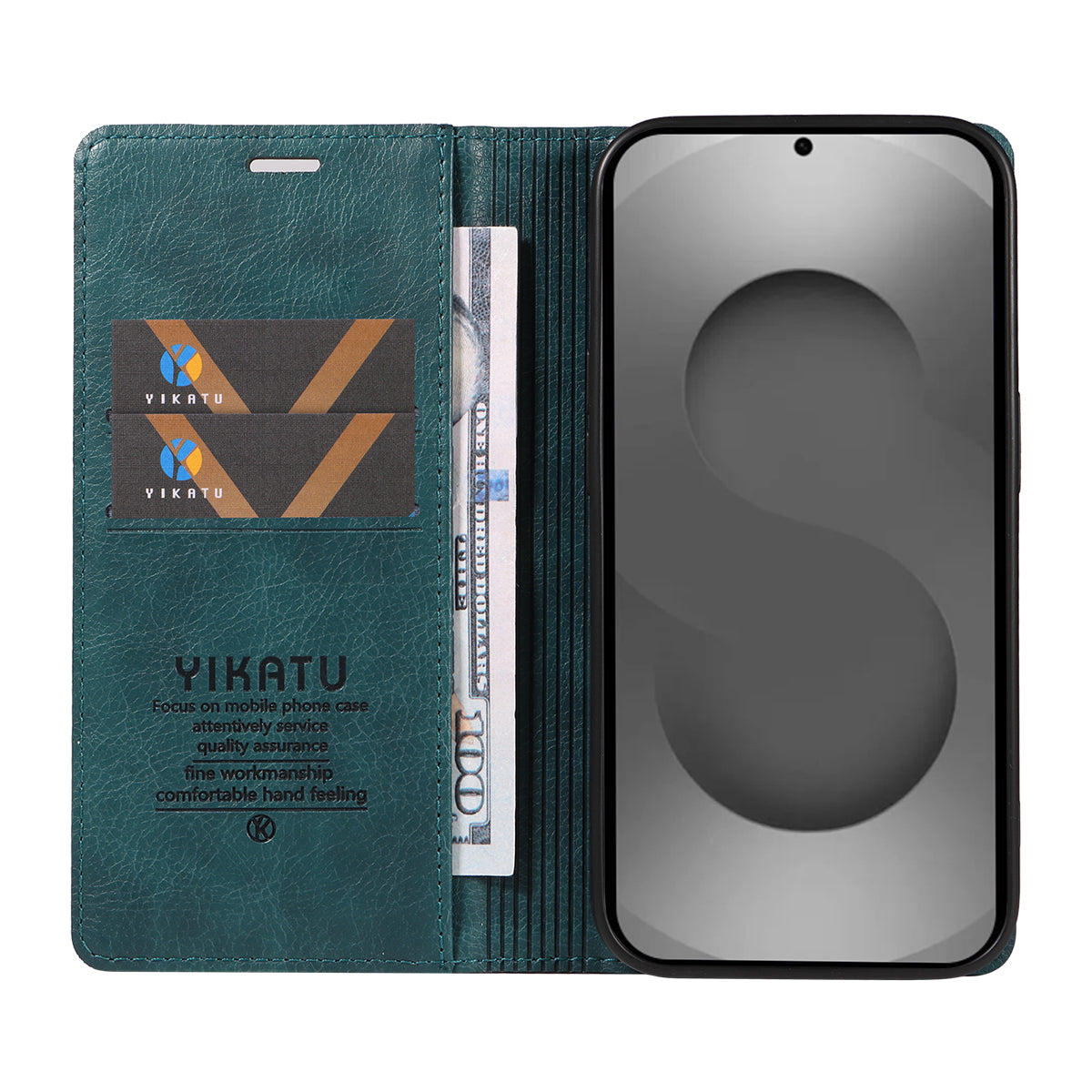 For-Samsung-Galaxy-S26-Ultra-Wallet-Case-YIKATU-YK-006-Magnetic-Closure-Leather-Phone-Cover-Litchi-Texture-Blue
