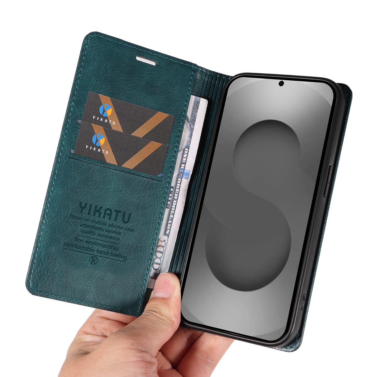 For-Samsung-Galaxy-S26-Ultra-Wallet-Case-YIKATU-YK-006-Magnetic-Closure-Leather-Phone-Cover-Litchi-Texture-Blue