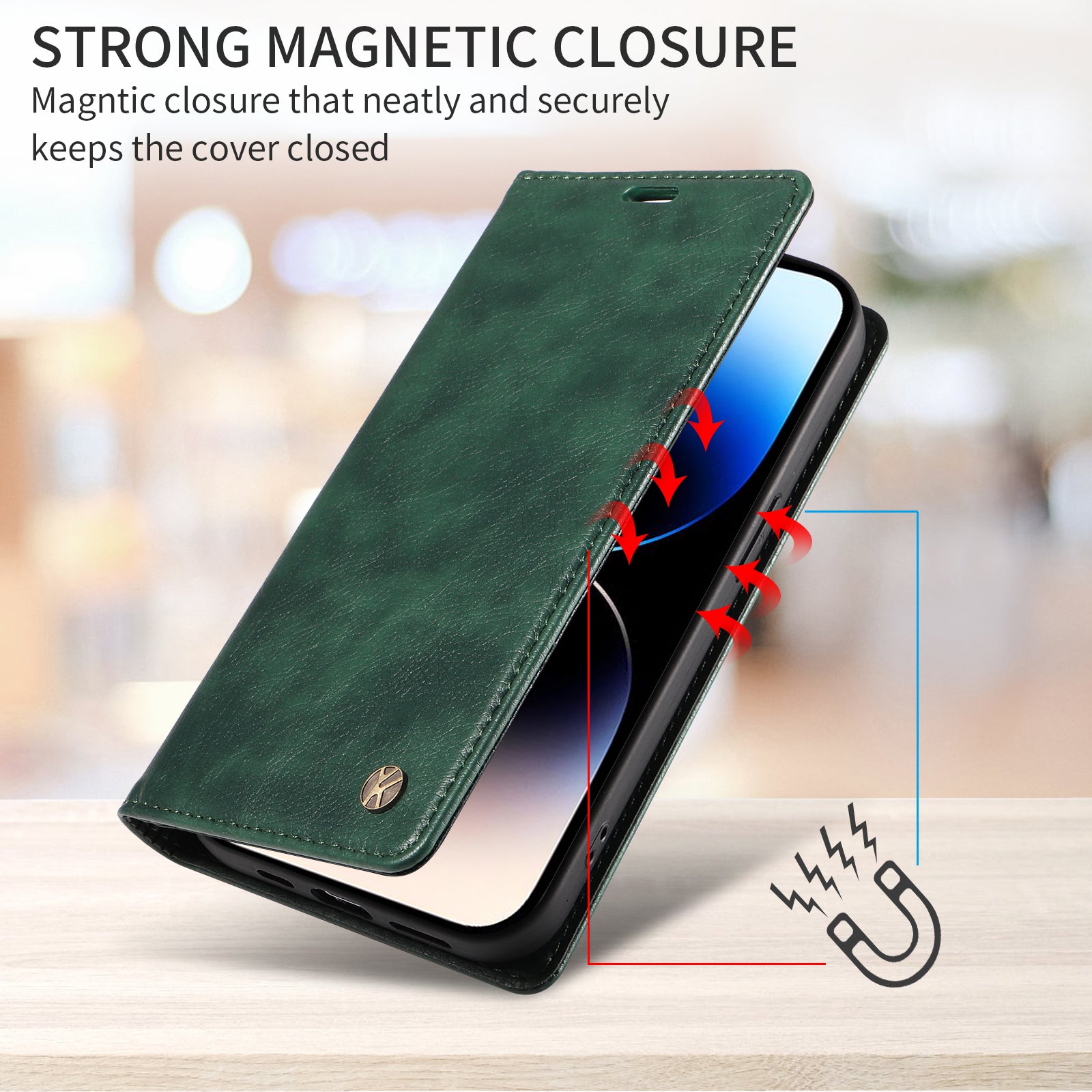 For-Samsung-Galaxy-S26-Ultra-Wallet-Case-YIKATU-YK-006-Magnetic-Closure-Leather-Phone-Cover-Litchi-Texture-Green