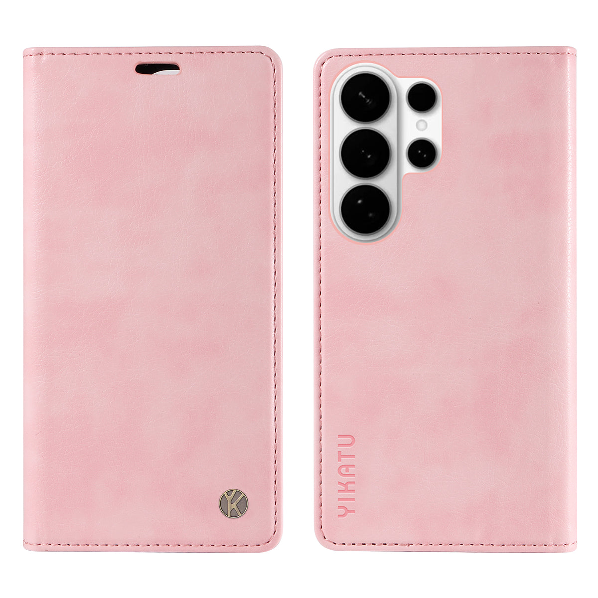 For-Samsung-Galaxy-S26-Ultra-Wallet-Case-YIKATU-YK-006-Magnetic-Closure-Leather-Phone-Cover-Litchi-Texture-Pink
