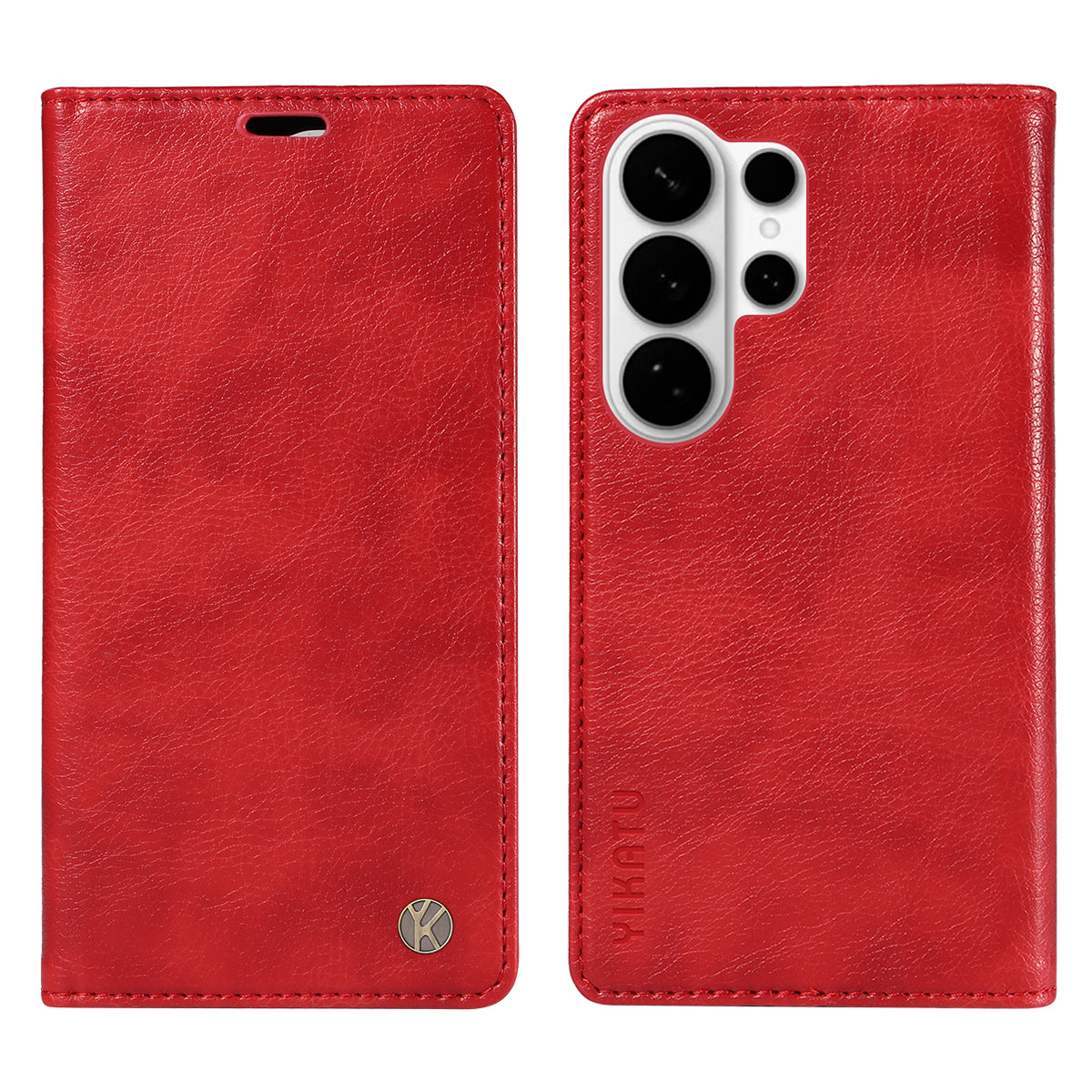 For-Samsung-Galaxy-S26-Ultra-Wallet-Case-YIKATU-YK-006-Magnetic-Closure-Leather-Phone-Cover-Litchi-Texture-Red