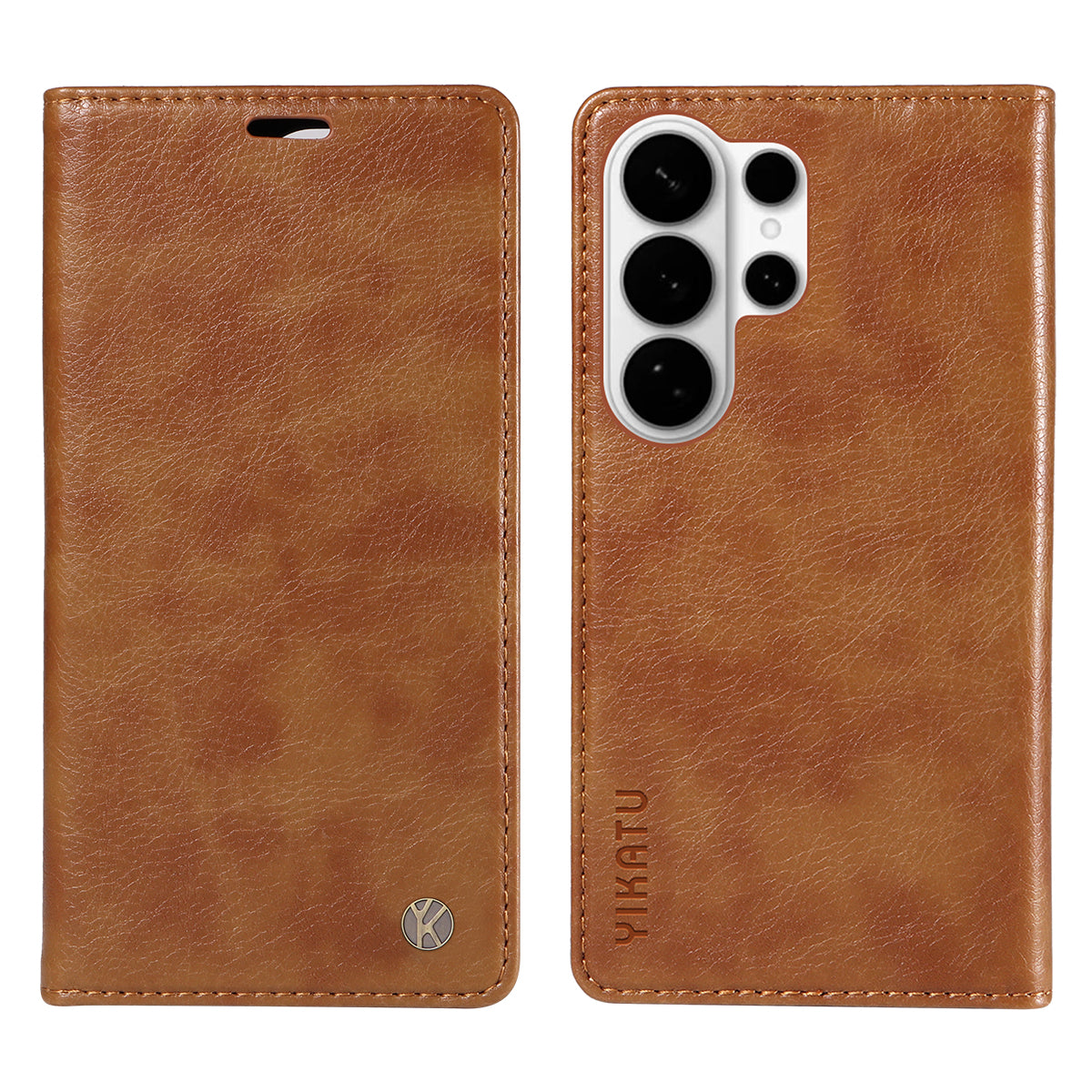For-Samsung-Galaxy-S26-Ultra-Wallet-Case-YIKATU-YK-006-Magnetic-Closure-Leather-Phone-Cover-Litchi-Texture-Brown