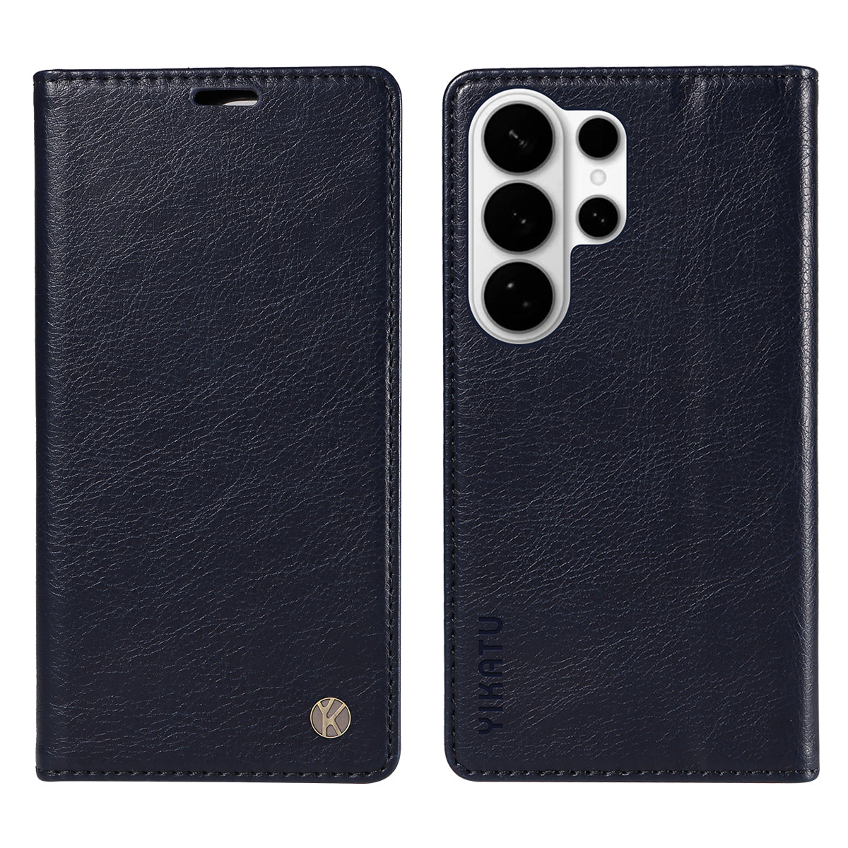 For-Samsung-Galaxy-S26-Ultra-Wallet-Case-YIKATU-YK-006-Magnetic-Closure-Leather-Phone-Cover-Litchi-Texture-Navy-Blue