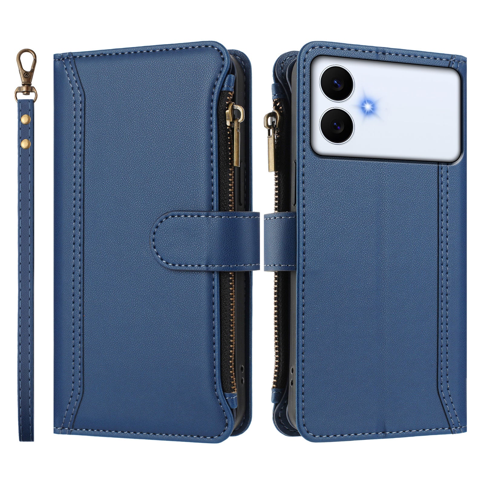 For-Samsung-Galaxy-S26-Edge-Leather-Case-9-Card-Slots-Zipper-Wallet-Stand-Phone-Cover-with-Wrist-Strap-Dark-Blue