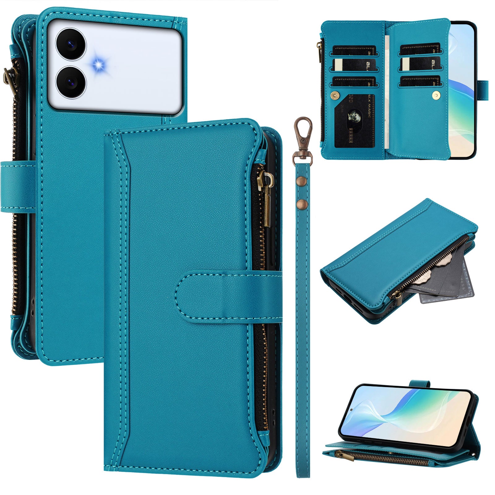For-Samsung-Galaxy-S26-Edge-Leather-Case-9-Card-Slots-Zipper-Wallet-Stand-Phone-Cover-with-Wrist-Strap-Lake-Blue