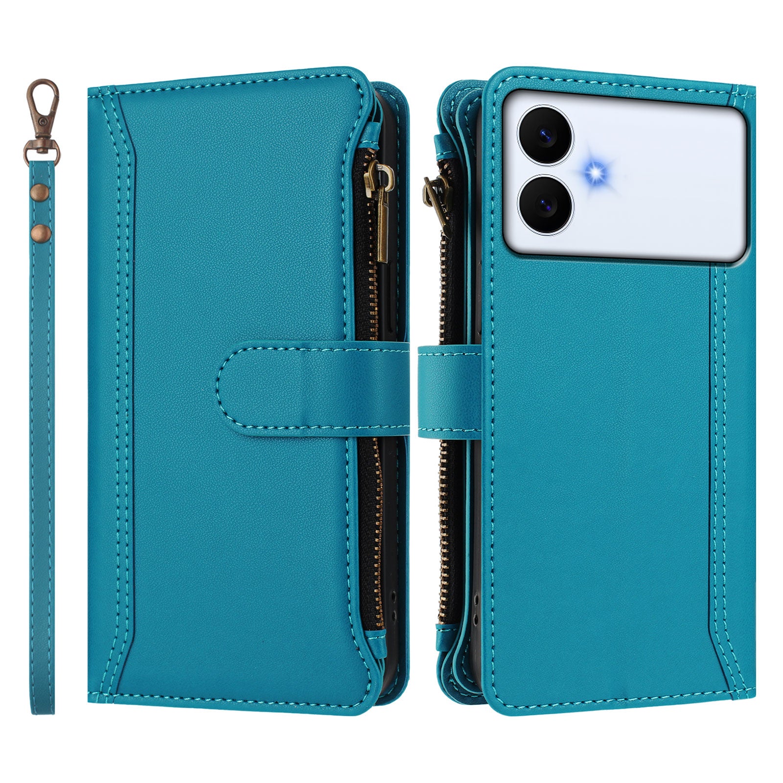 For-Samsung-Galaxy-S26-Edge-Leather-Case-9-Card-Slots-Zipper-Wallet-Stand-Phone-Cover-with-Wrist-Strap-Lake-Blue