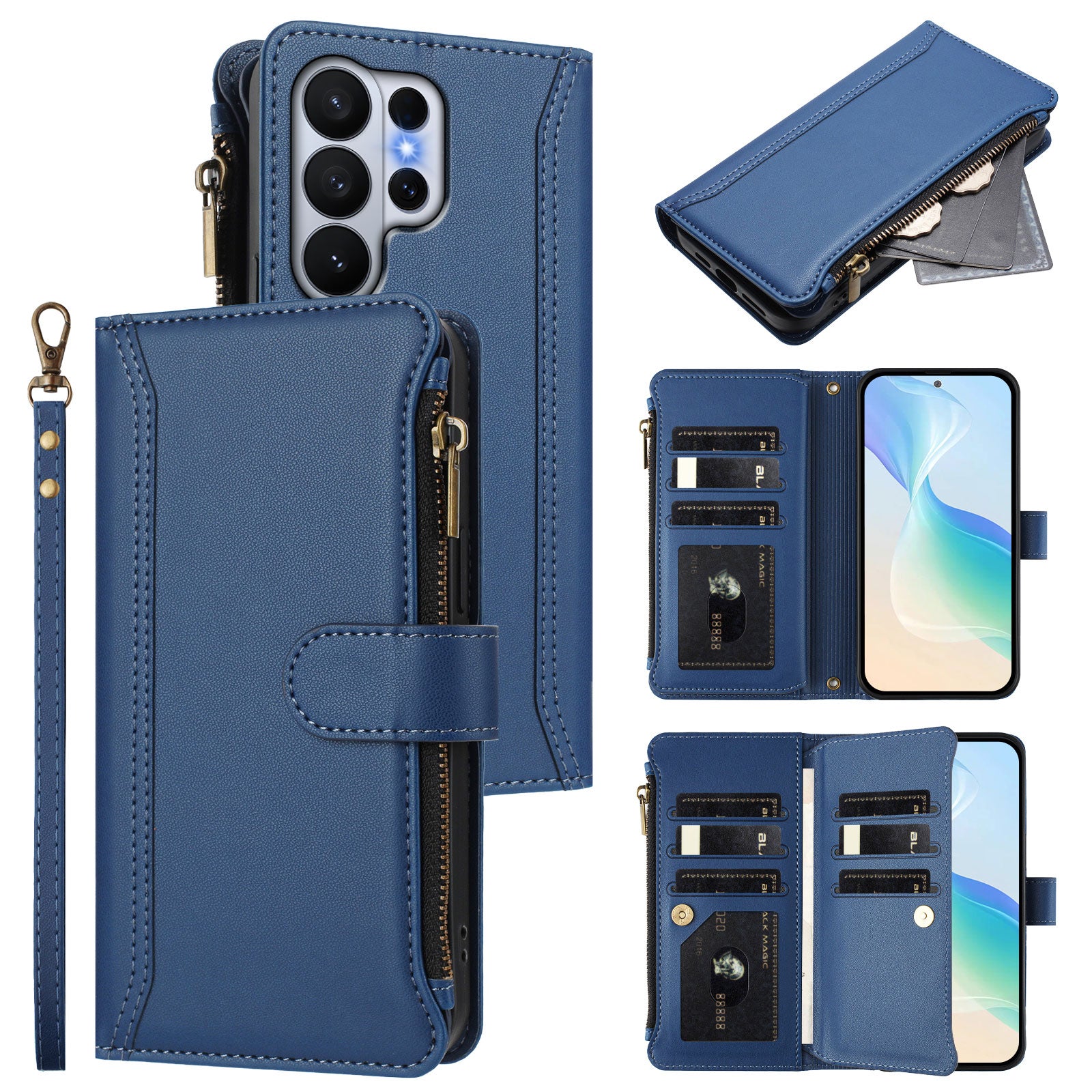 For-Samsung-Galaxy-S26-Ultra-Leather-Case-9-Card-Slots-Zipper-Wallet-Stand-Phone-Cover-with-Wrist-Strap-Dark-Blue