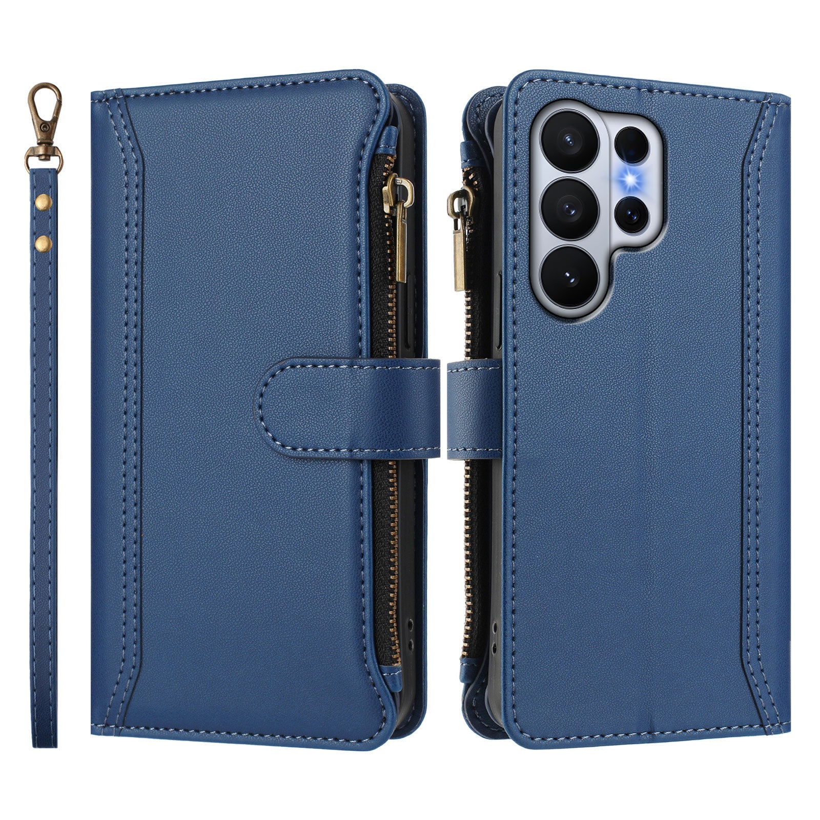 For-Samsung-Galaxy-S26-Ultra-Leather-Case-9-Card-Slots-Zipper-Wallet-Stand-Phone-Cover-with-Wrist-Strap-Dark-Blue