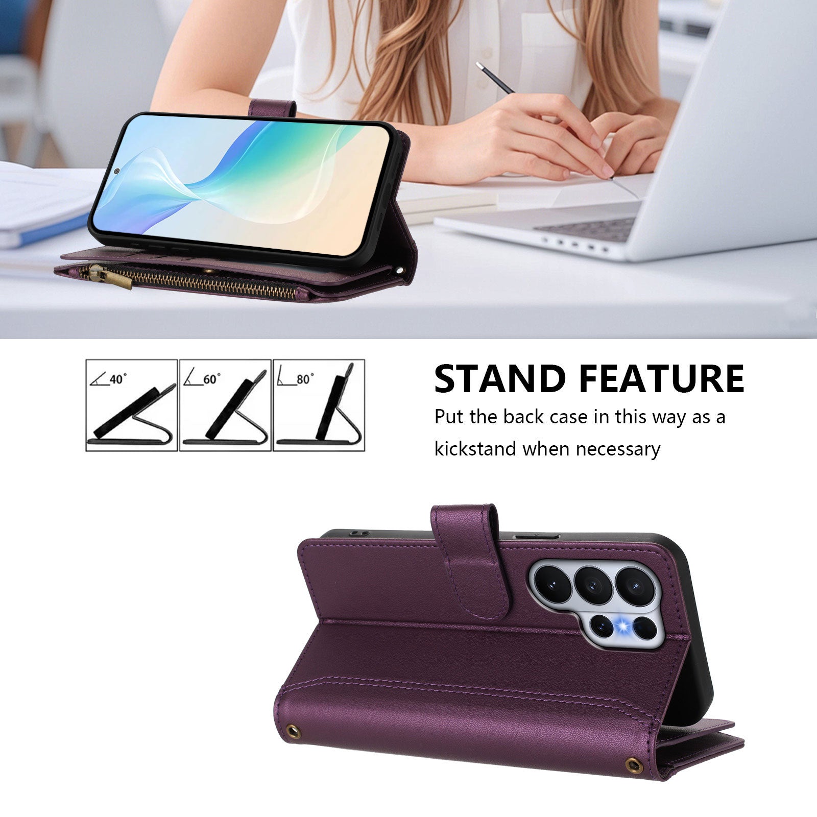 For-Samsung-Galaxy-S26-Ultra-Leather-Case-9-Card-Slots-Zipper-Wallet-Stand-Phone-Cover-with-Wrist-Strap-Purple