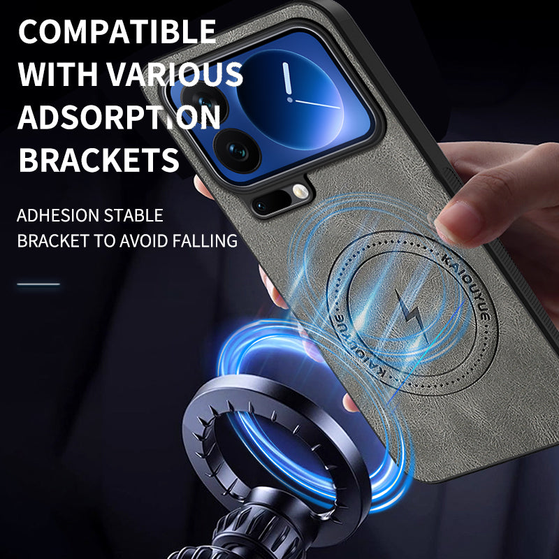 For Xiaomi 17 Pro Max Magnetic Case WANLONFENG SD1 Series Nappa Texture PC TPU Phone Cover - Black