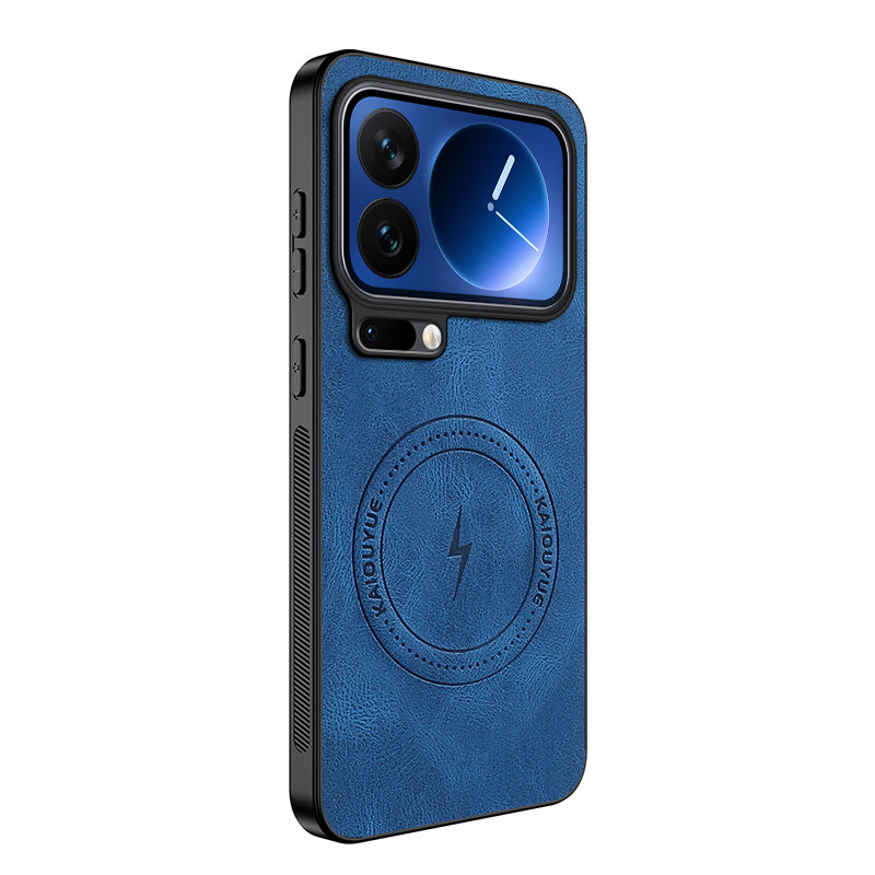 For Xiaomi 17 Pro Max Magnetic Case WANLONFENG SD1 Series Nappa Texture PC TPU Phone Cover - Blue