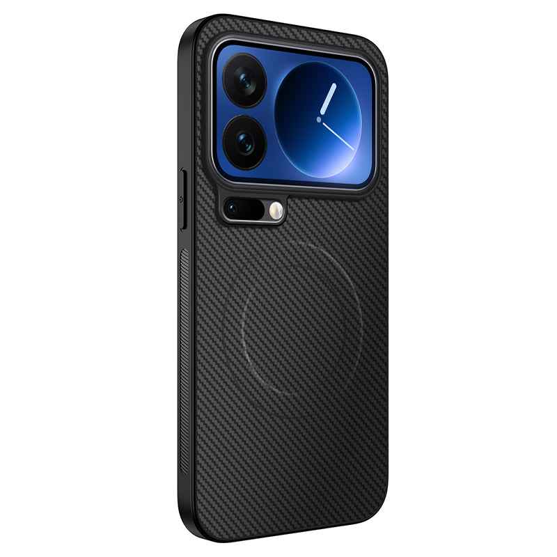 For Xiaomi 17 Pro Magnetic Case WANLONFENG TQ Series Carbon Fiber Texture PC TPU Phone Cover - Black