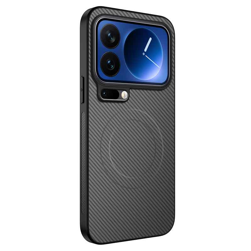 For Xiaomi 17 Pro Magnetic Case WANLONFENG TQ Series Carbon Fiber Texture PC TPU Phone Cover - Grey