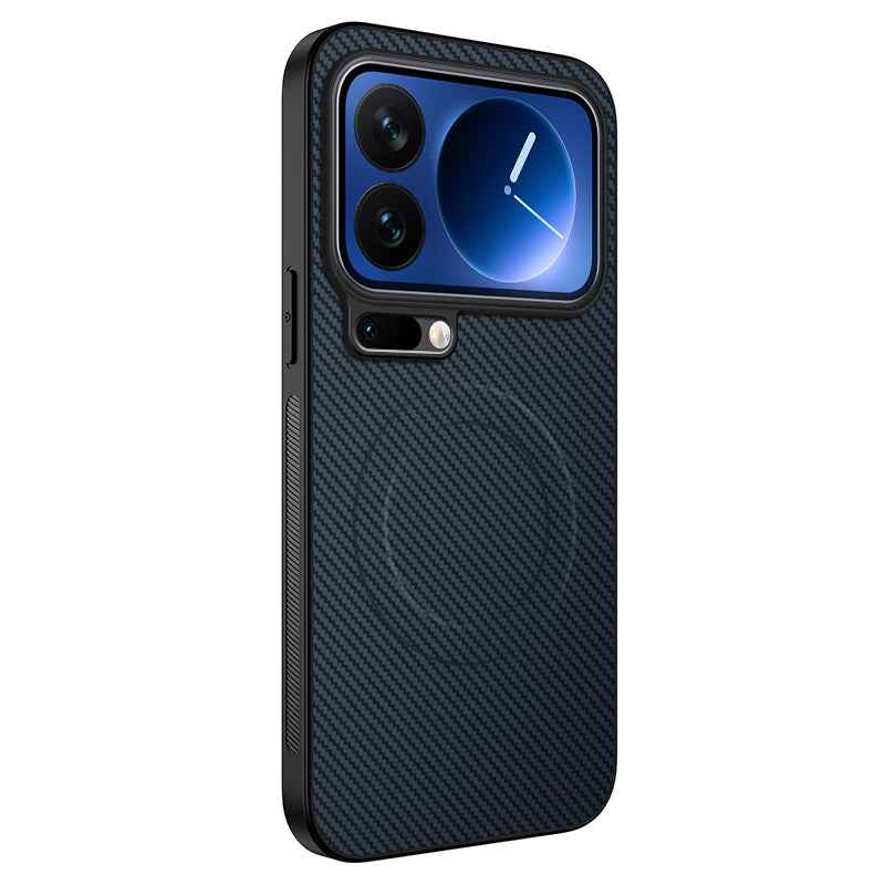 For Xiaomi 17 Pro Magnetic Case WANLONFENG TQ Series Carbon Fiber Texture PC TPU Phone Cover - Sapphire