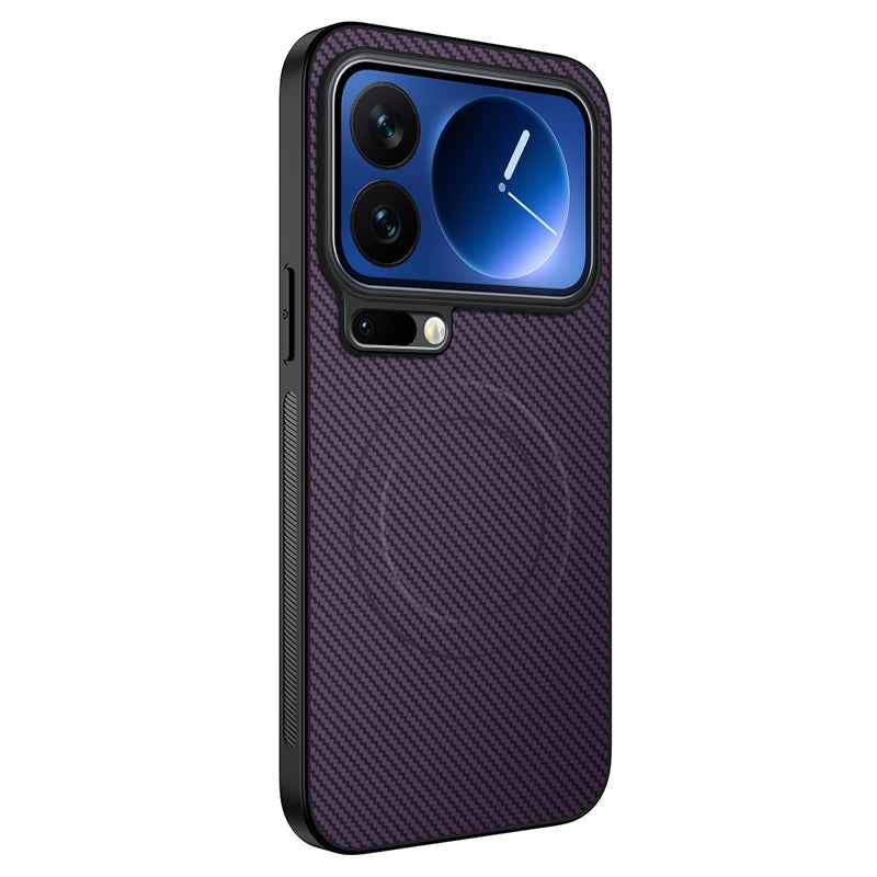 For Xiaomi 17 Pro Magnetic Case WANLONFENG TQ Series Carbon Fiber Texture PC TPU Phone Cover - Purple