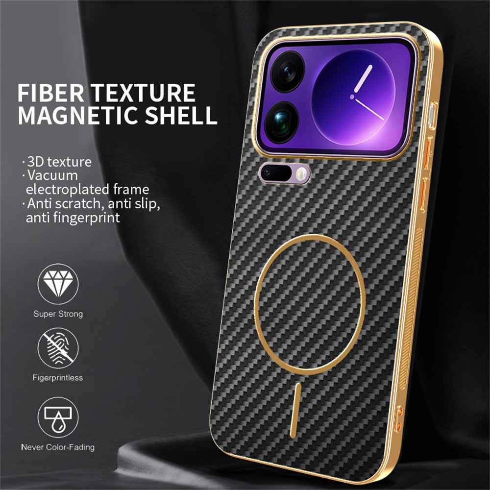 For Xiaomi 17 Pro Phone Case Carbon Fiber Textured Electroplated TPU Back Cover - Black