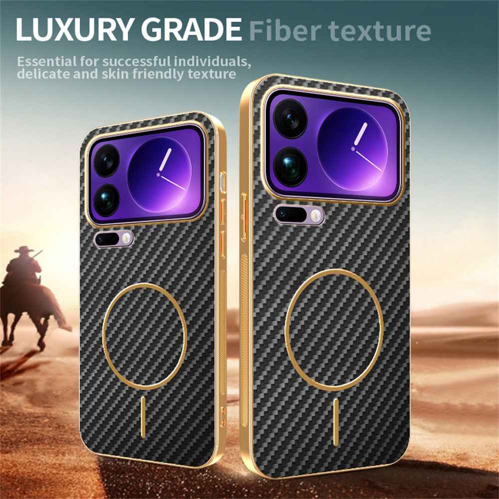 For Xiaomi 17 Pro Phone Case Carbon Fiber Textured Electroplated TPU Back Cover - Black