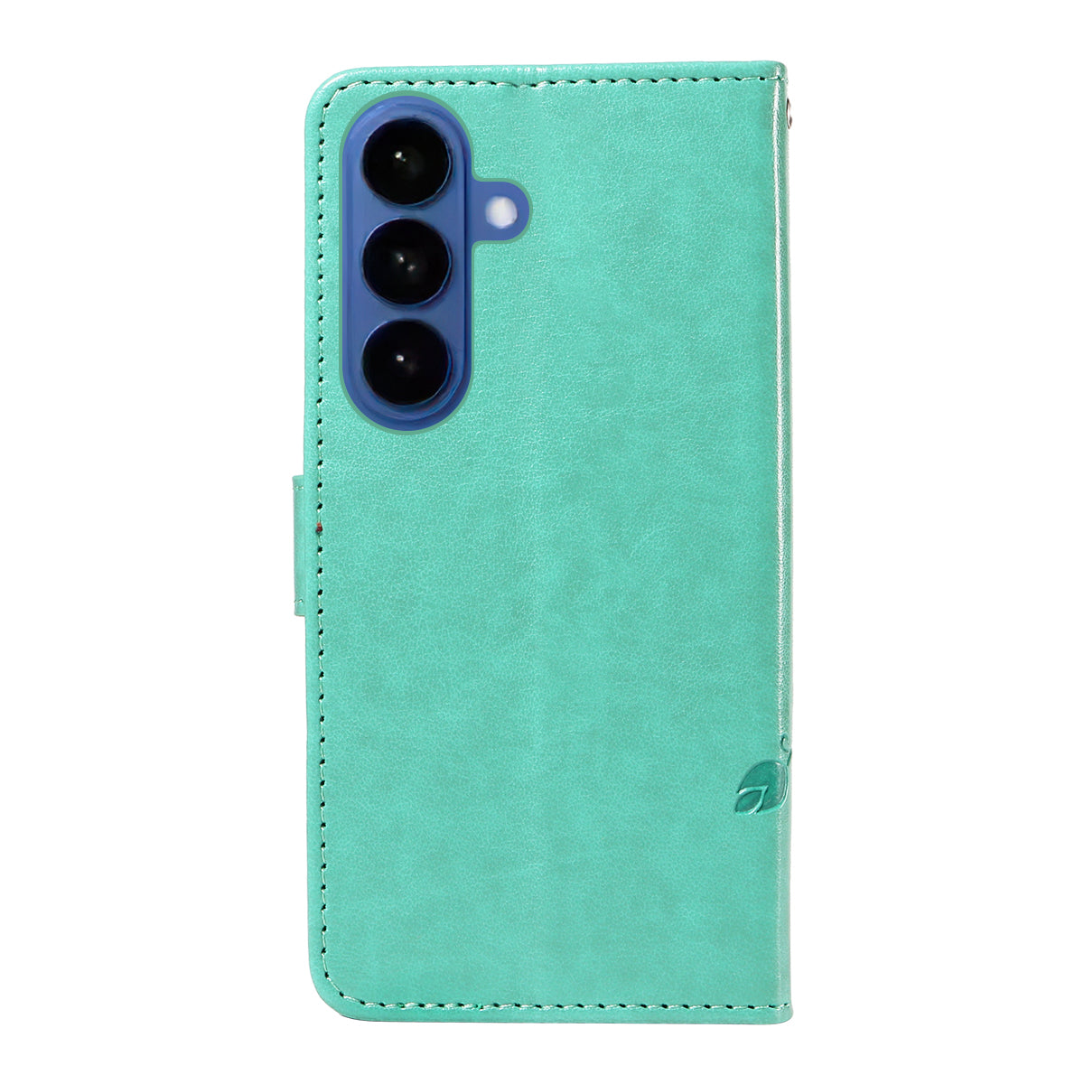 For-Samsung-Galaxy-S26-/-S26-Pro-PU-Leather-Cases-Flower-Pattern-Wallet-Stand-Phone-Cover-with-Strap-Green