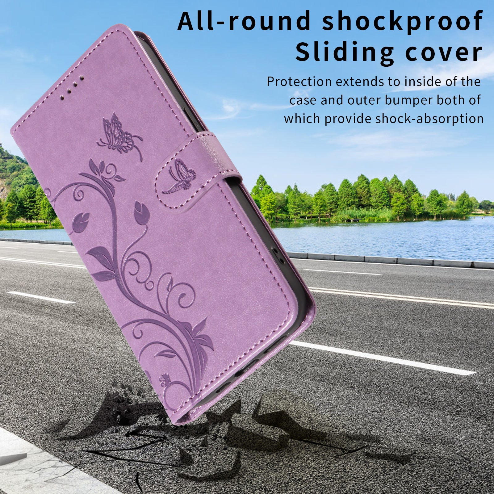 For-Samsung-Galaxy-S26-/-S26-Pro-PU-Leather-Cases-Flower-Pattern-Wallet-Stand-Phone-Cover-with-Strap-Light-Purple
