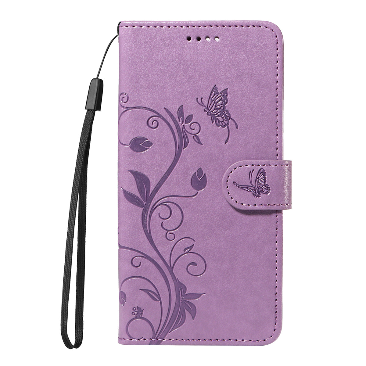 For-Samsung-Galaxy-S26-/-S26-Pro-PU-Leather-Cases-Flower-Pattern-Wallet-Stand-Phone-Cover-with-Strap-Light-Purple