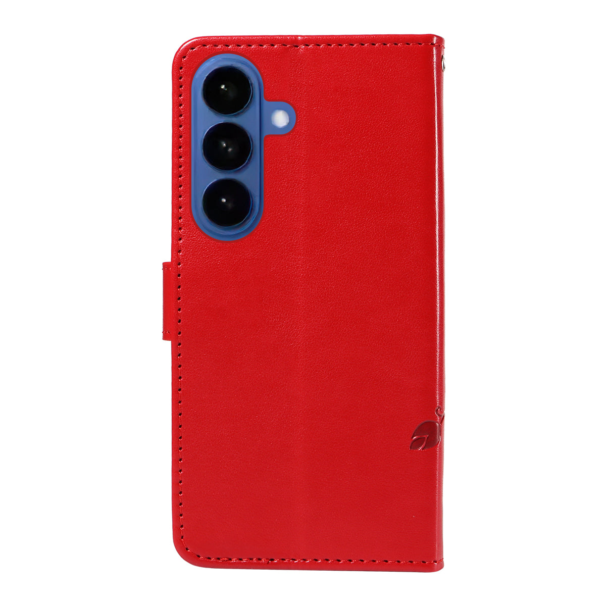For-Samsung-Galaxy-S26-/-S26-Pro-PU-Leather-Cases-Flower-Pattern-Wallet-Stand-Phone-Cover-with-Strap-Red