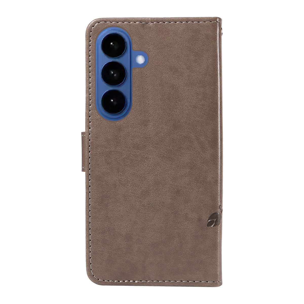 For-Samsung-Galaxy-S26-/-S26-Pro-PU-Leather-Cases-Flower-Pattern-Wallet-Stand-Phone-Cover-with-Strap-Grey