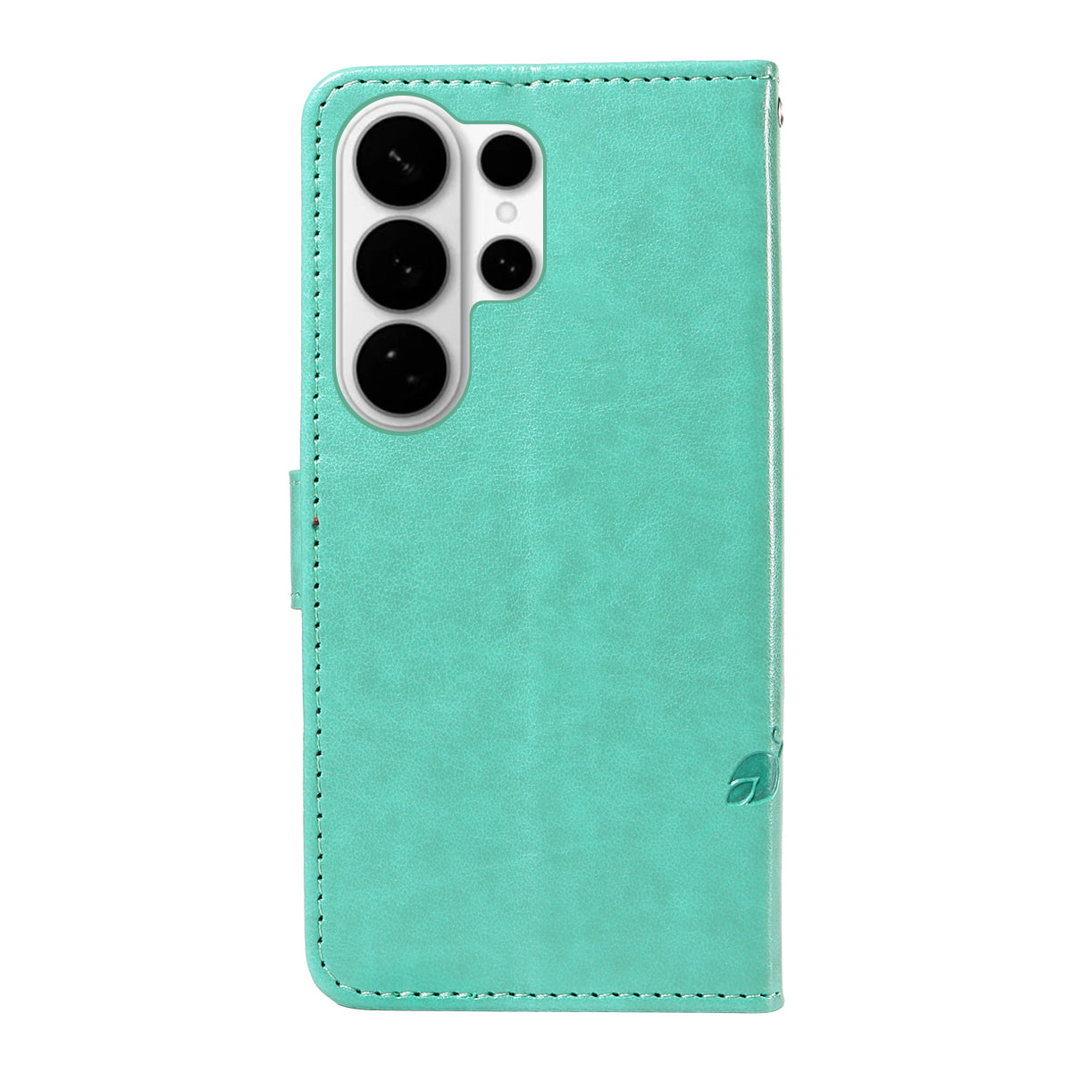For-Samsung-Galaxy-S26-Ultra-PU-Leather-Cases-Flower-Pattern-Wallet-Stand-Phone-Cover-with-Strap-Green
