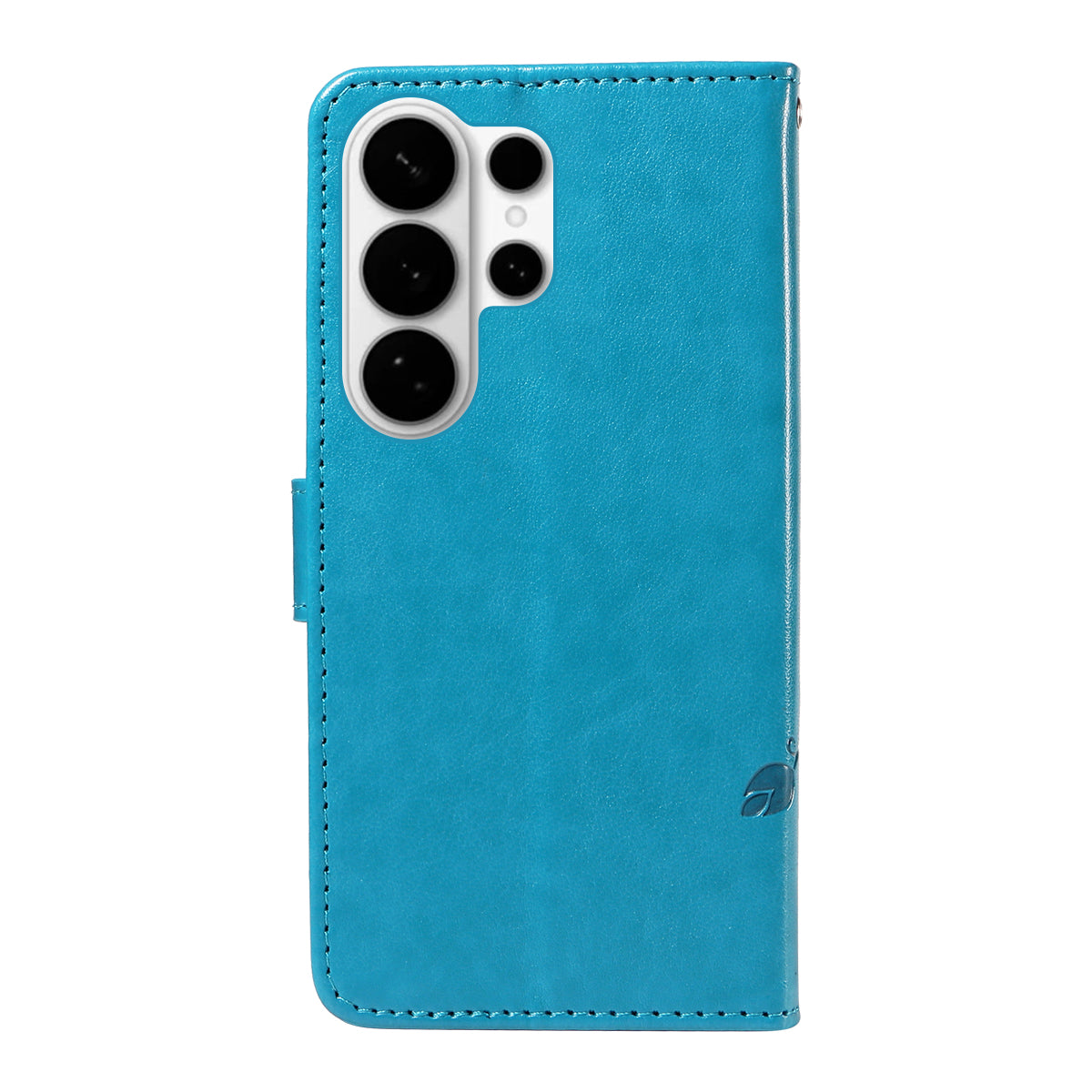 For-Samsung-Galaxy-S26-Ultra-PU-Leather-Cases-Flower-Pattern-Wallet-Stand-Phone-Cover-with-Strap-Blue