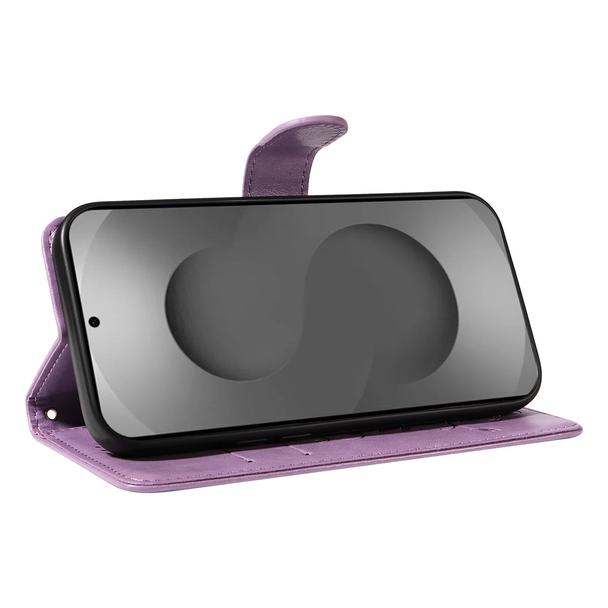 For-Samsung-Galaxy-S26-Ultra-PU-Leather-Cases-Flower-Pattern-Wallet-Stand-Phone-Cover-with-Strap-Light-Purple