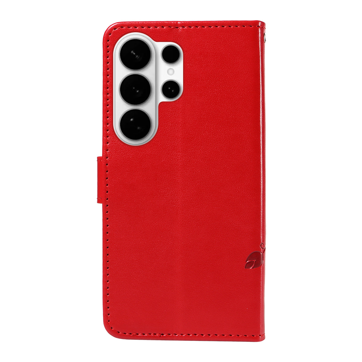 For-Samsung-Galaxy-S26-Ultra-PU-Leather-Cases-Flower-Pattern-Wallet-Stand-Phone-Cover-with-Strap-Red
